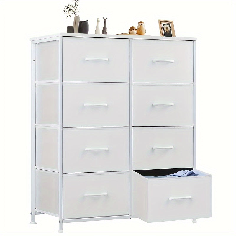 8 Drawer Solid Steel Frame Dresser - Ample Storage Space Fabric Drawer Organizer Bedroom Living Room Office Bathroom