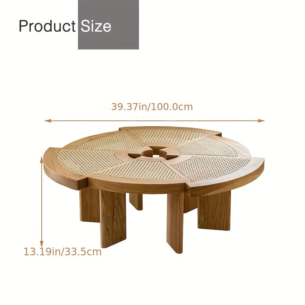 40 Inch Solid Wood Coffee Table - Unique, Irregular Shape | Waterproof, Perfect for Living Room, Dining, Bedroom, Patio | Natural Wood Finish