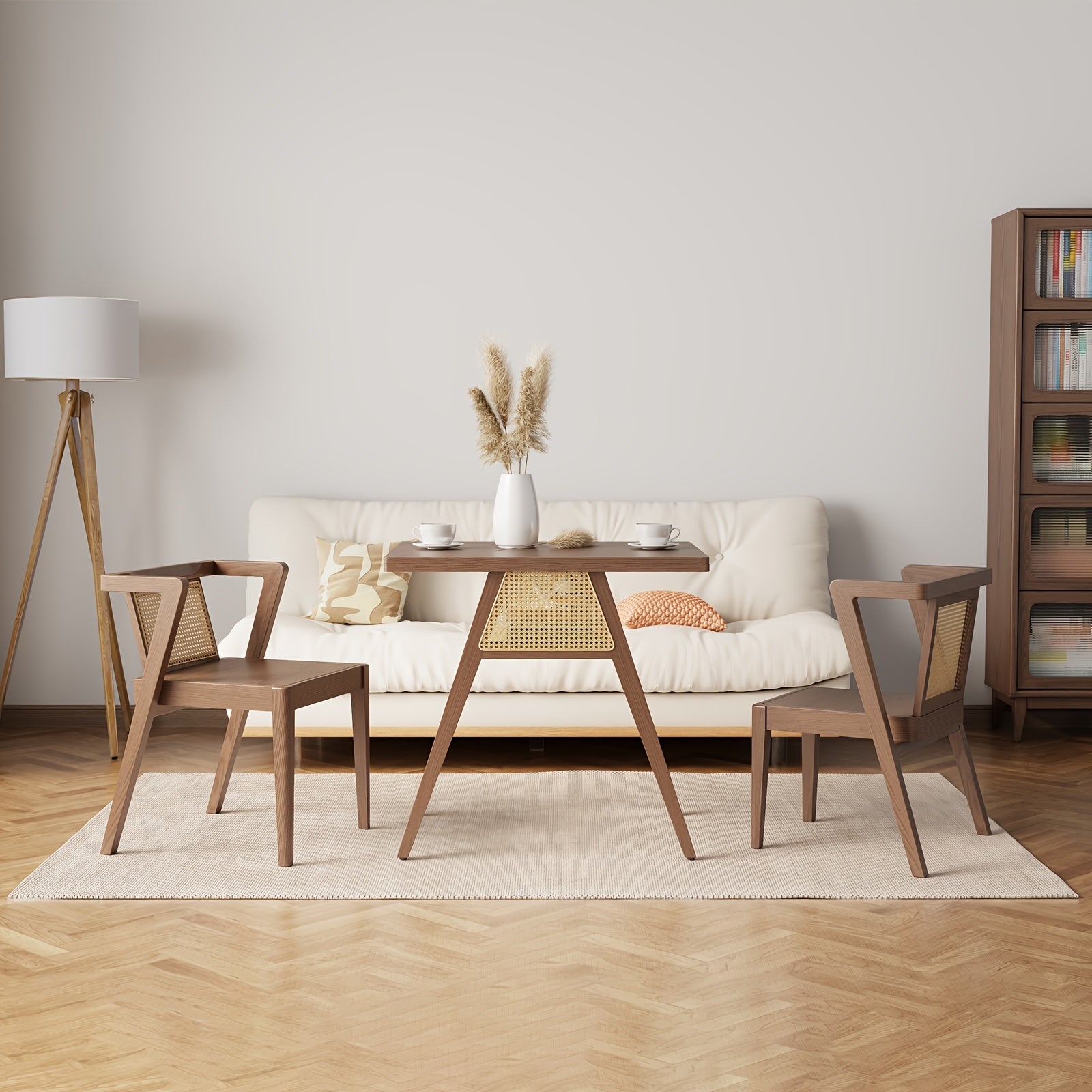 Furniture For Home Small Dining Table Set For 2, Wood Small Kitchen Table For 2 Square, 3pcs Dining Table Set For Dining Room, Living Room, Apartment, Indoor, Walnut, Modern Minimalist Furniture Table And Chair Set