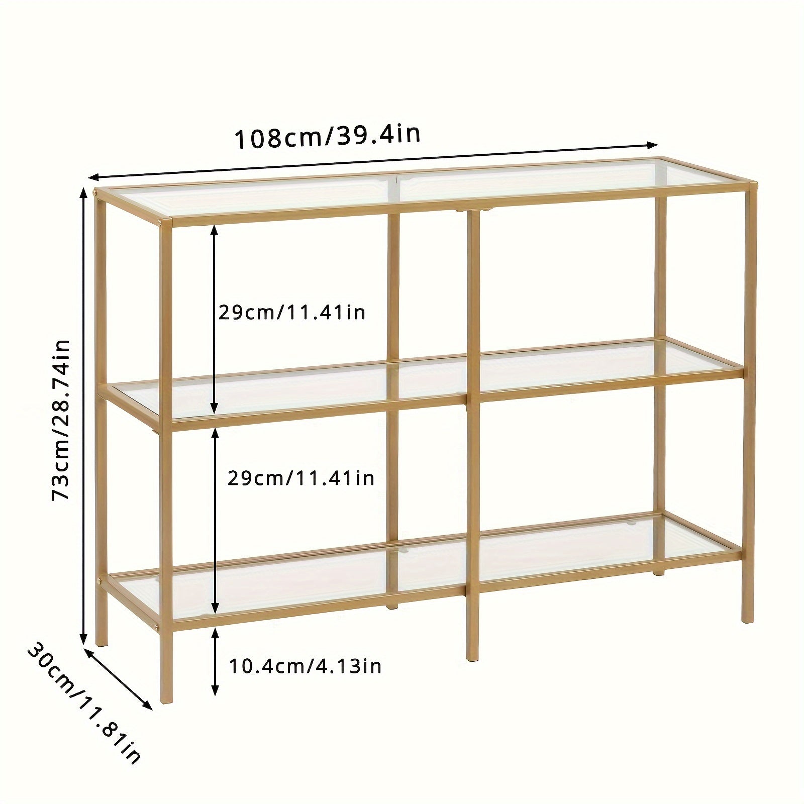 39.4 Console Table, Tempered Glass Sofa Table, Modern Entryway Table, Metal Frame, Easy to Assemble, for Living Room, Hallway