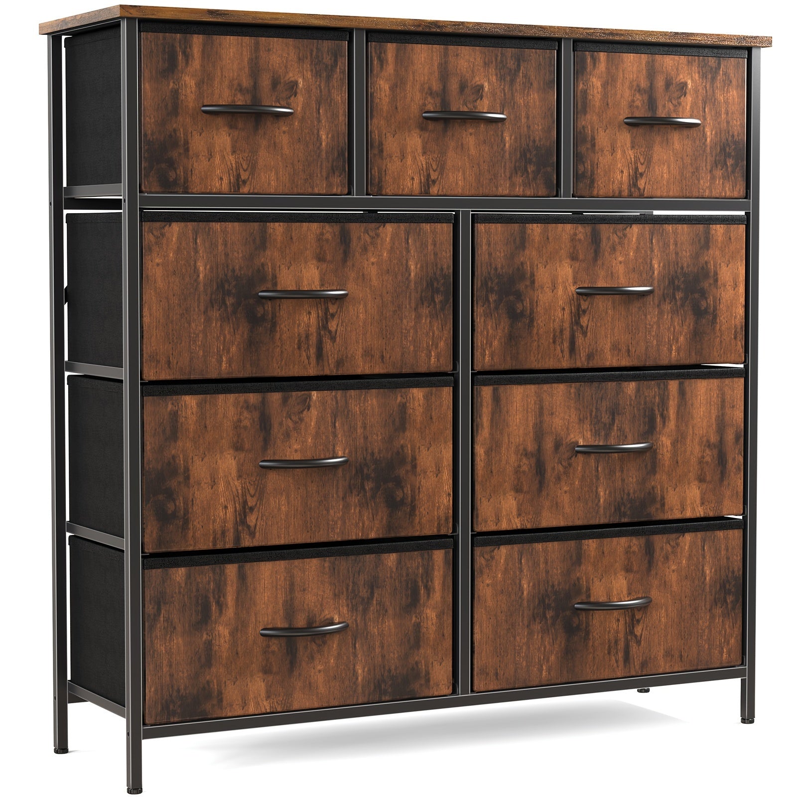 Dresser With 9 Drawers Fabric Storage Tower Storage Cabinet Organizer Unit For Lab Living Room Hallway Closets &