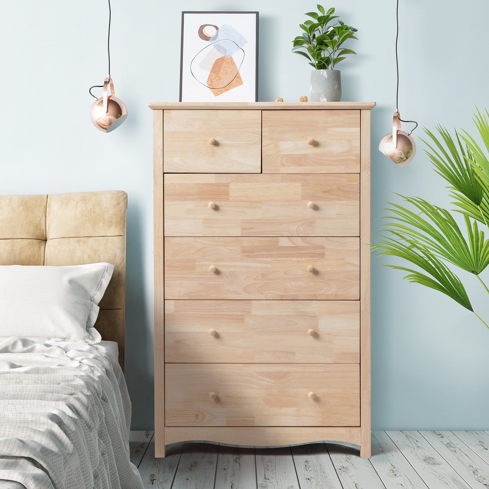 3/6 Drawer Dresser Natural Solid Wood Dresser Color DIY Upgraged Rustic Farmhouse Tall Dresser with Spacious Storage