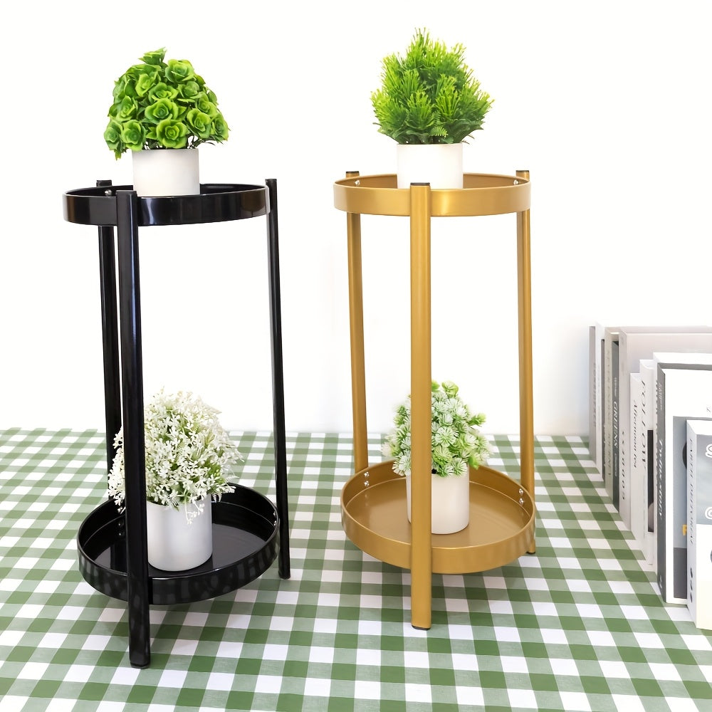 1pc Plant Stand Indoor Outdoor - Flower Pot Holder Metal Plant Rack Organizer, 2 Tiers Tall Plant Display Storage Shelf Table For Home Garden Patio Bathroom Office Living Room Balcony Corner