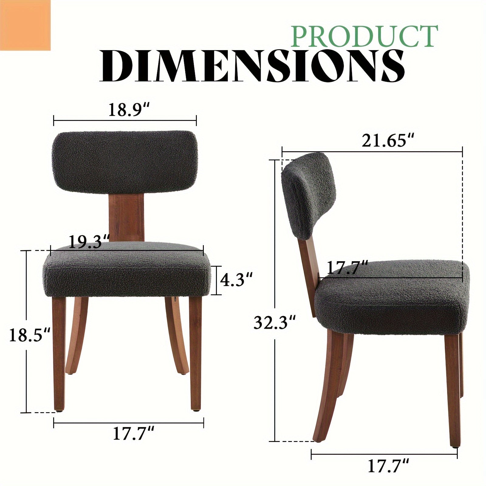 Set Of 2 Modern Dining Chairs With Upholstered Curved Backrest And Seat, Linen Kitchen Chairs With Hardwood Frame For Dining Table