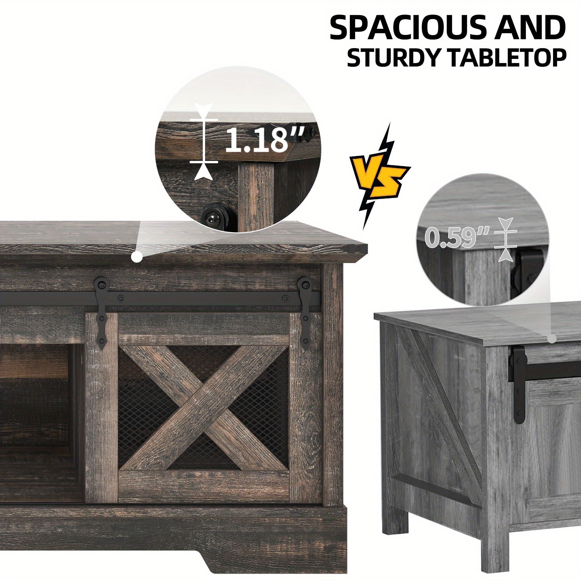 Rustic Oak Center Table with Lift- Top and Storage for Cozy Living Space Thanksgiving Christmas Day Gift - Black