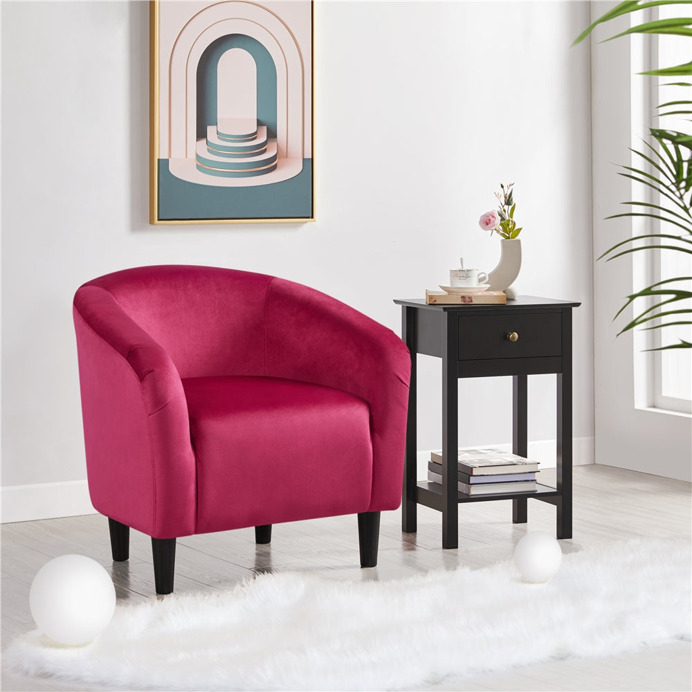 Velvet Club Chair Accent Arm Chair Upholstered Barrel Chair Black/Navy Blue/Gray/Pagoda Blue/Rose Red/Pink/Yellow