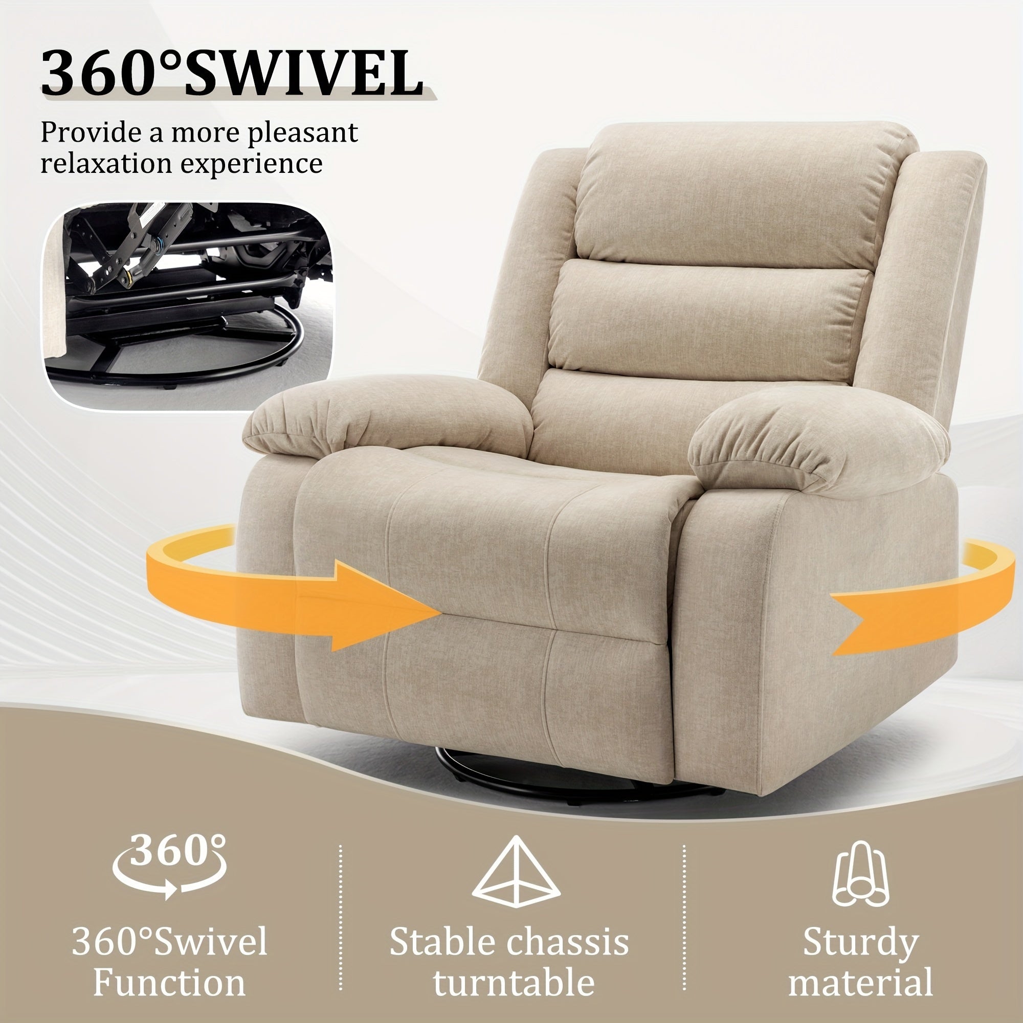 Massage Swivel Rocker Recliner with Heat and Vibration Massage, Overstuffed Manual Rocking Recliner Living Room Chair