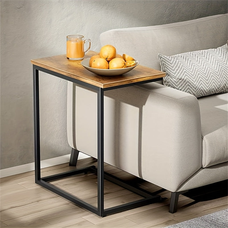 1pc 27 Inch Tall C-Shaped Side Table, Living Room Sofa Side Table Golden Metal Frame Vintage Sofa Side Table With Heavy Duty Metal Frame Stylish Sofa Companion For Snacks, Compact Design, Perfect For Small Spaces And