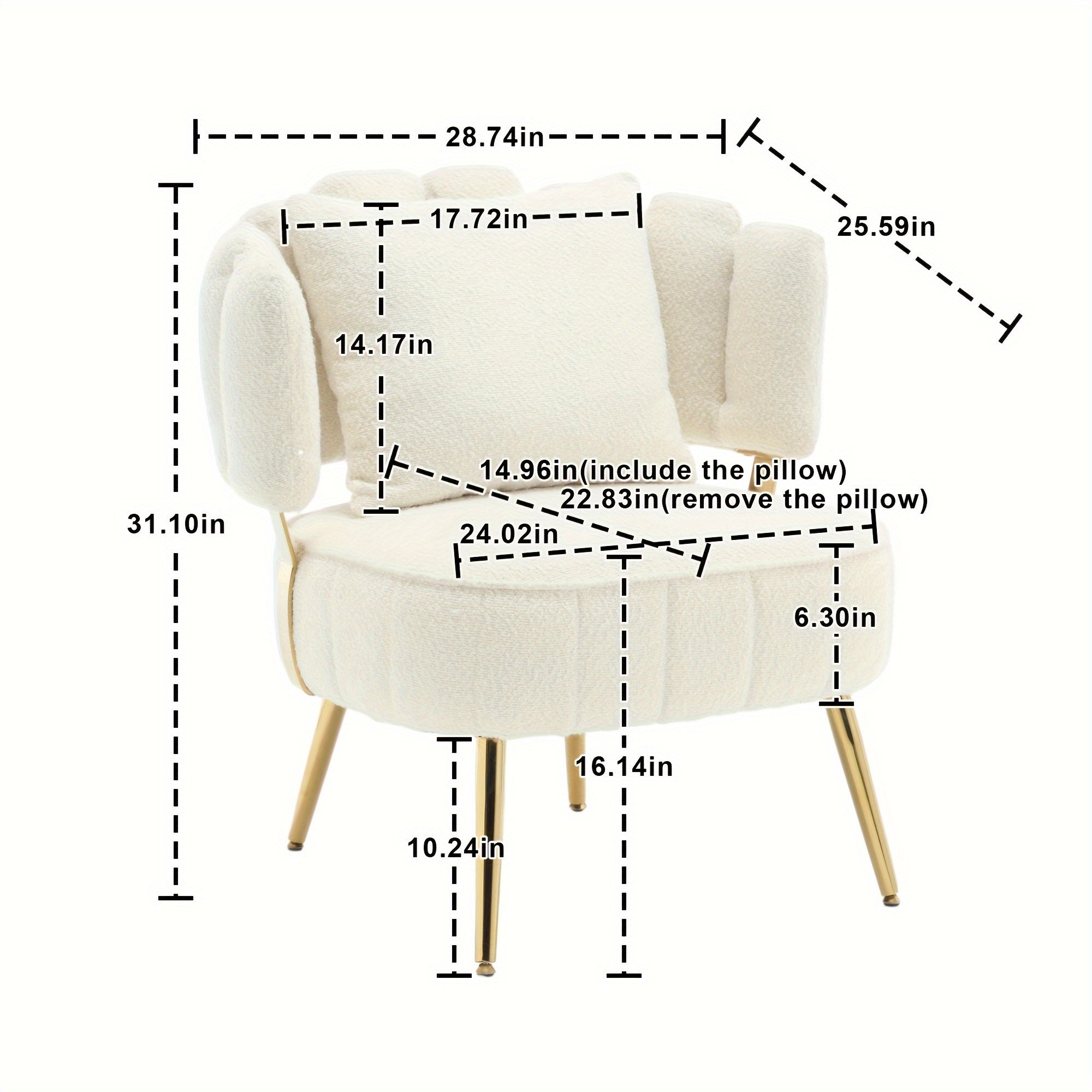 Modern Upholstered Armchair Tufted Chair With Metal Frame, Single Lounge Chair For Living Room Bedroom