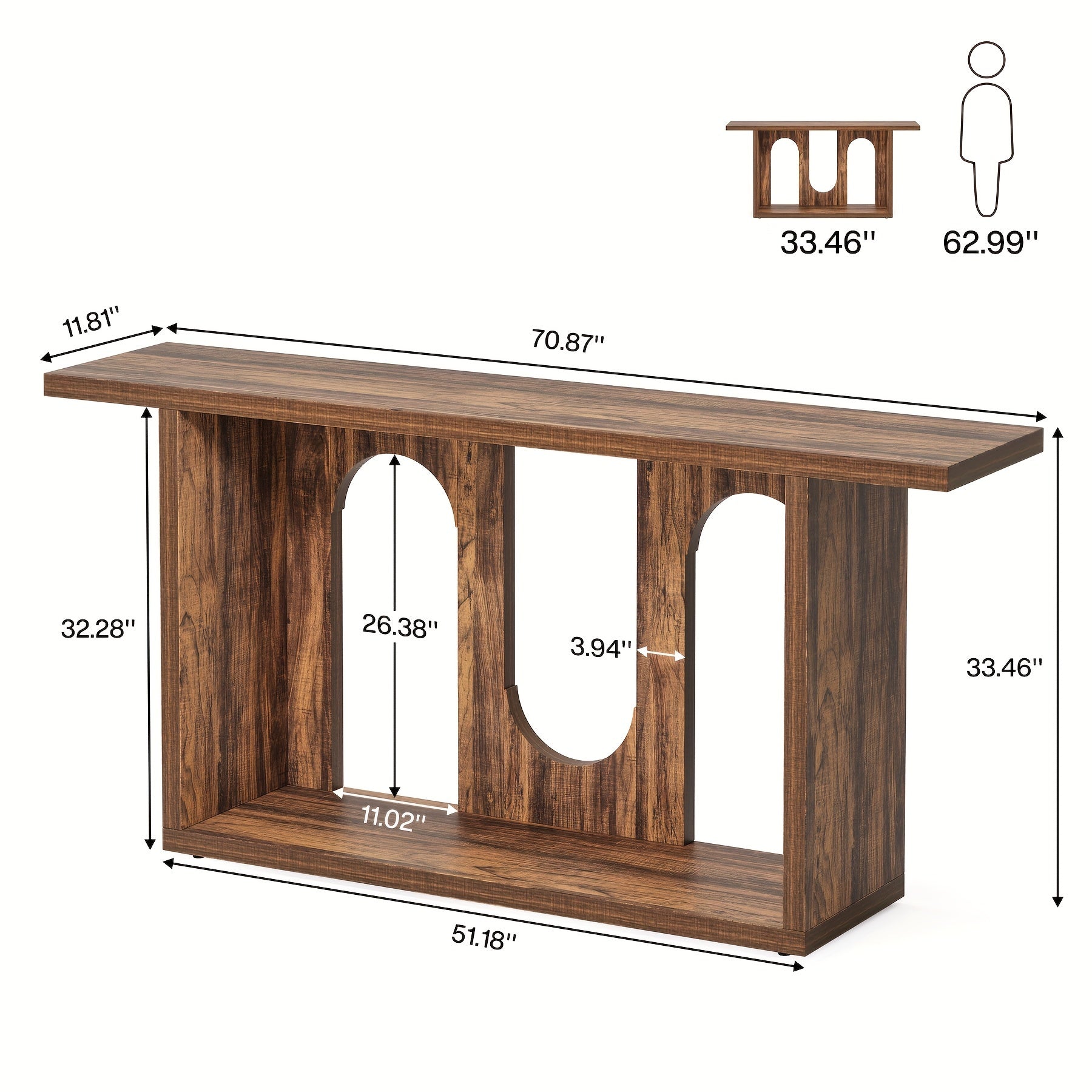 2-Tier Wooden Entryway Table With Storage, Narrow Console Table Long Modern Sofa Table Behind Couch For Foyer, Entrance, Hallway, Living Room