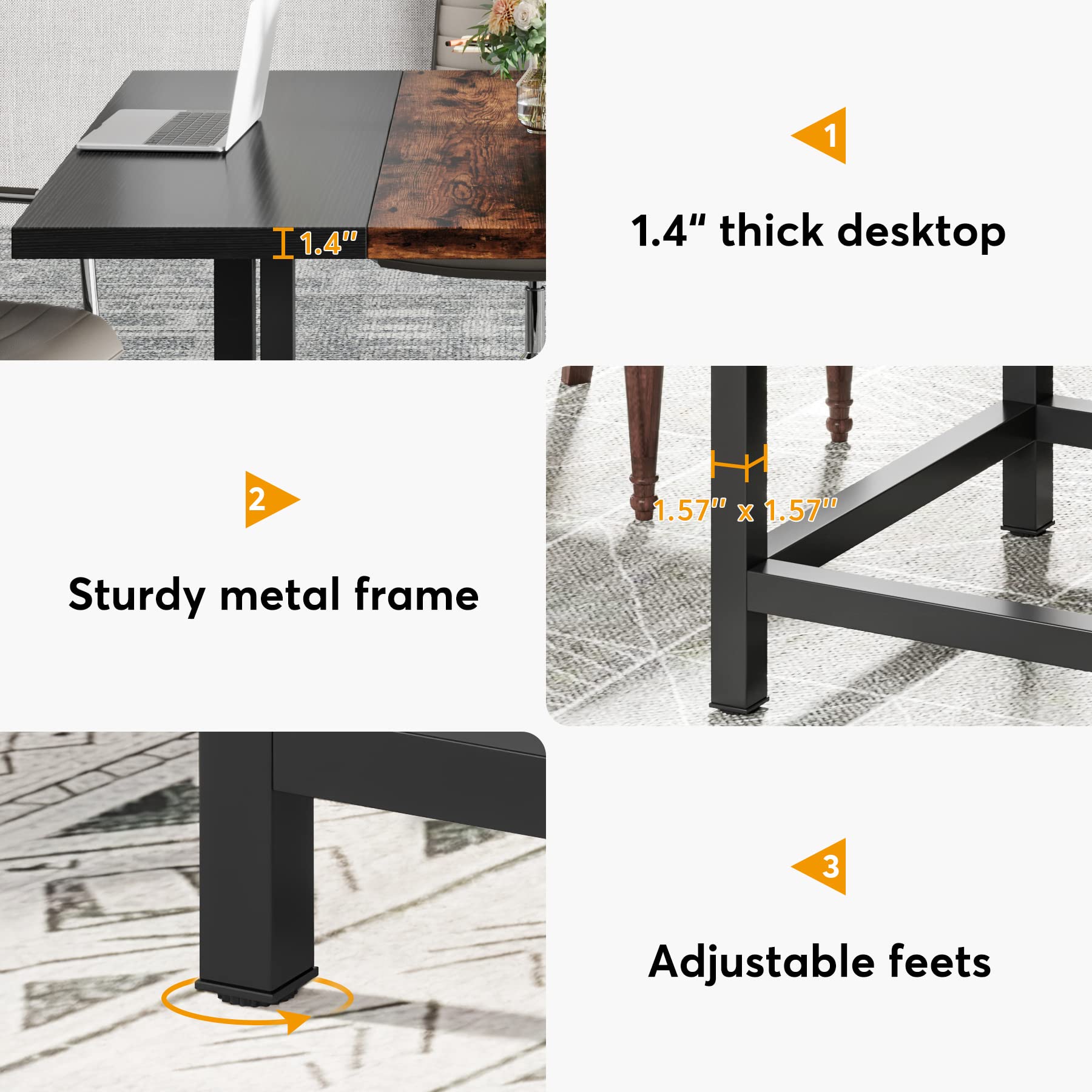 Square Dining Table for 4 People, Farmhouse 101cm Wooden Kitchen Table, Farmhouse 2 Person Dinning Table for Dinning Room &Small Space, Black&Retro (Rusitc&Black)