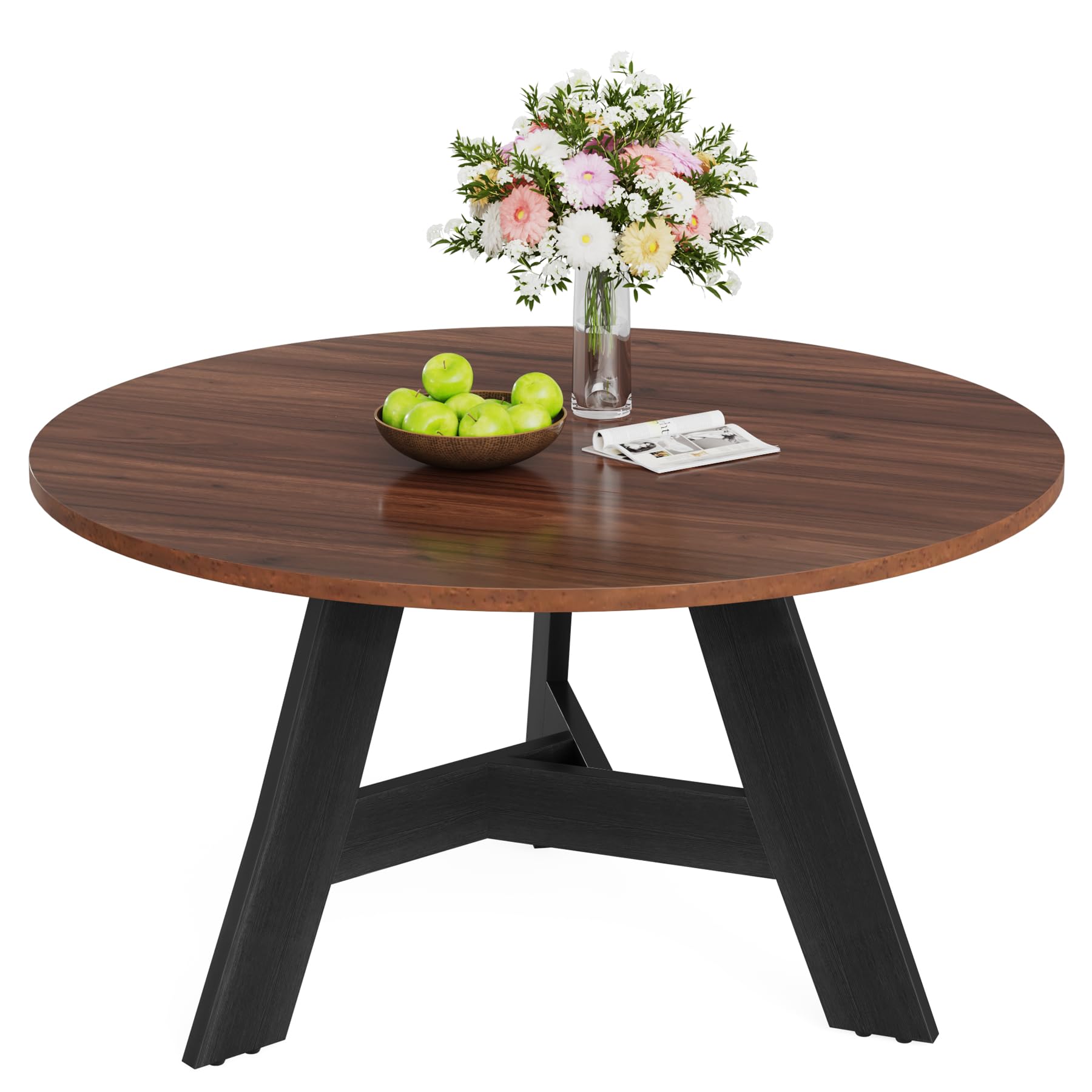 Round Dining Table for 4 People, Circle Wood Dining Table 47.2-Inch Round Dinner Table for Kitchen Dining Room