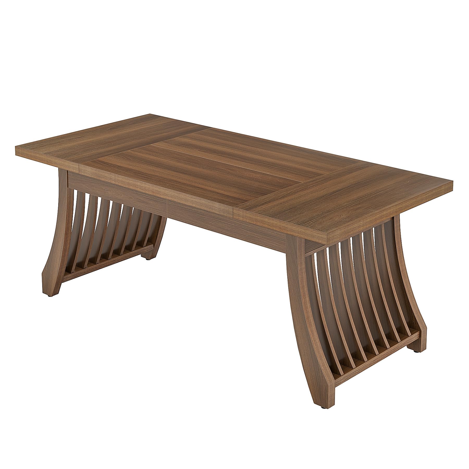 Wood Dining Room Table: 158cm Rectangular Dining Table for 6 People Farmhouse Wooden Kitchen Table with Heavy-Duty