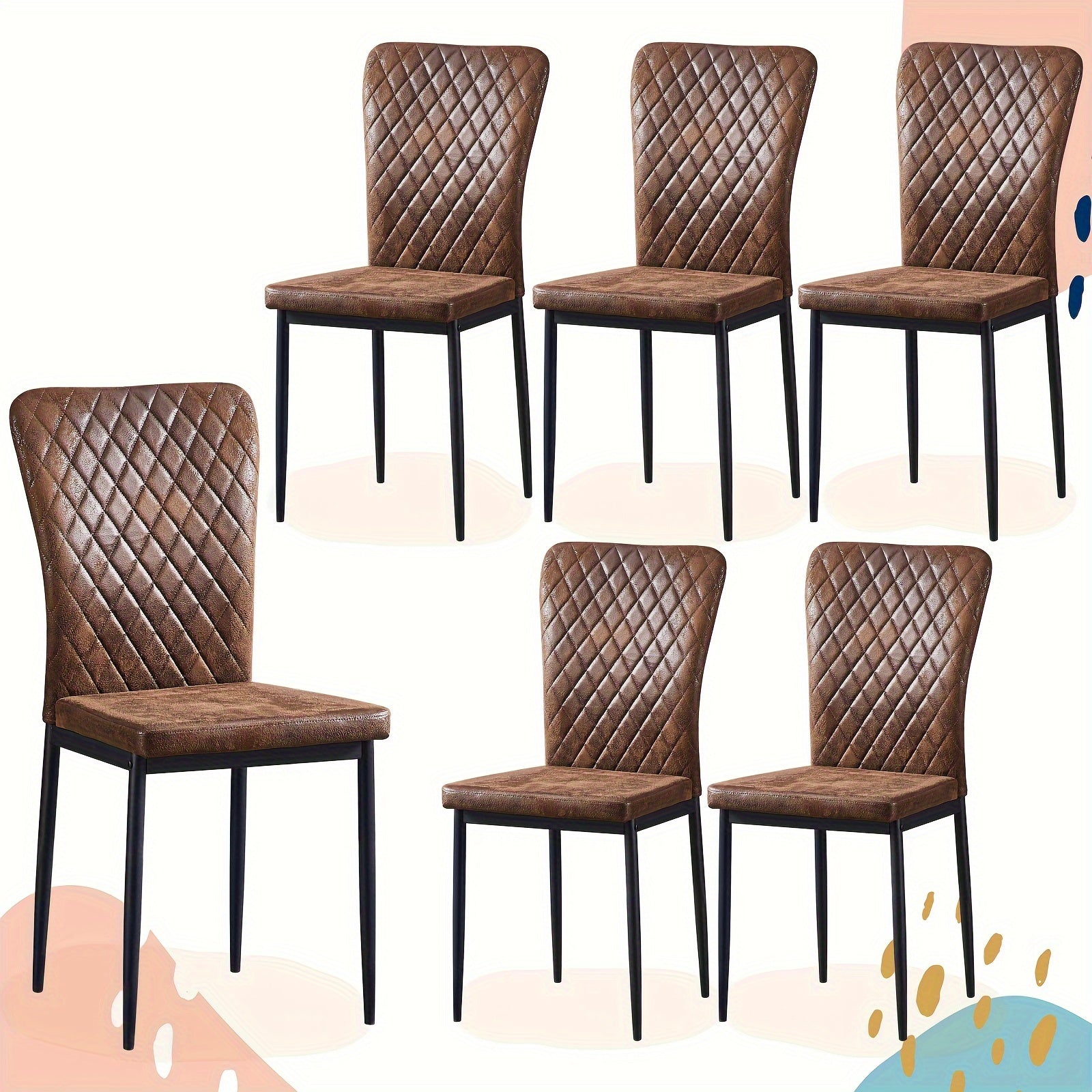 Dining Room Chairs Set of 4 Metal Frame High Back Armless Kitchen Chairs Eergonomic Upholstered Padded Seat For Restaurant