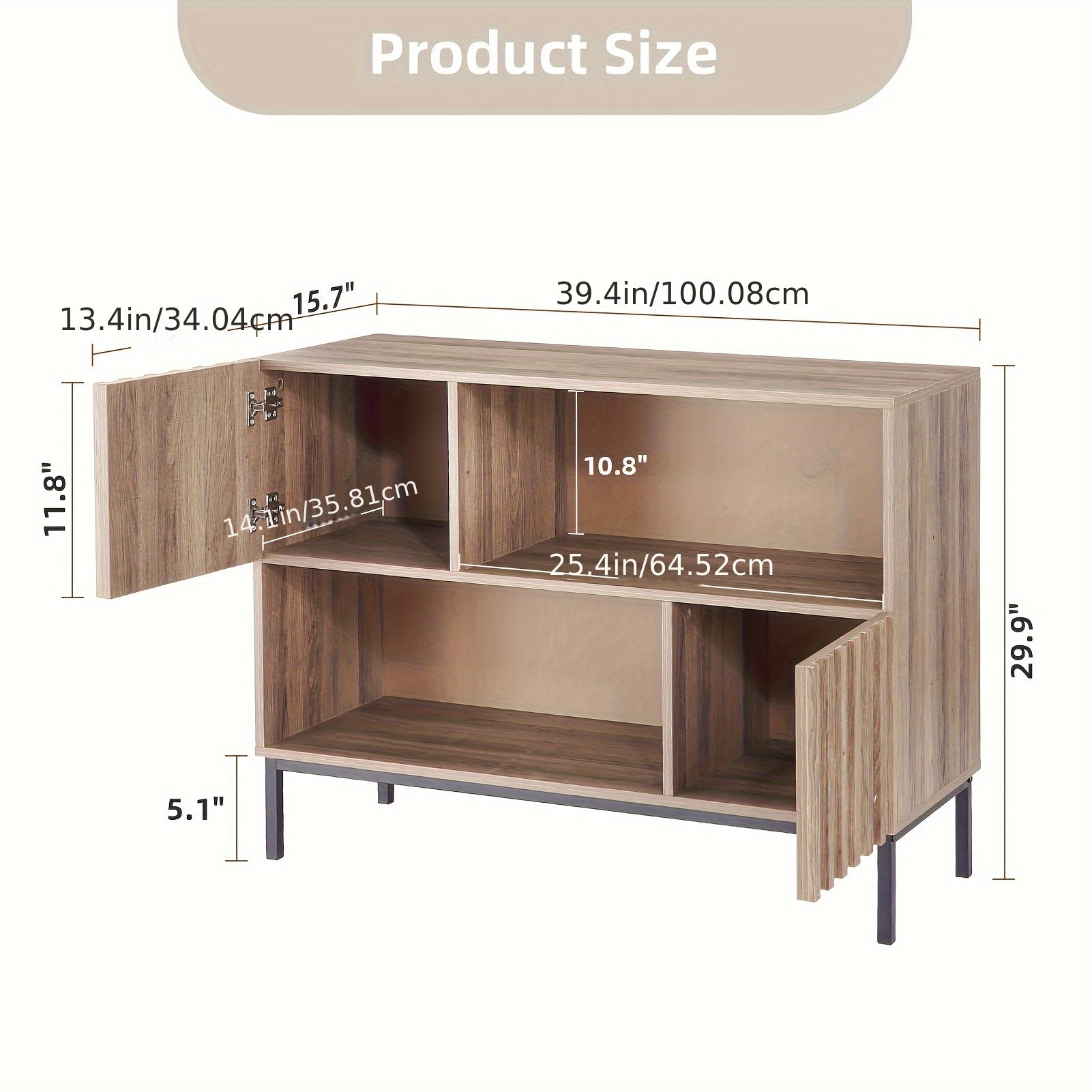 Entryway Table, Modern Farmhouse Buffet Storage Cabinet, Console Table Behind Couch Table With Display Shelf And Metal Legs, Accent Cabinet For Living Room Hallway