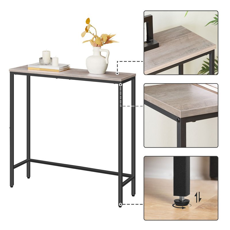 Narrow Console Table, 29.5" Small Entryway Table, Thin Sofa Table, Side Table, Display Table, for Hallway, Bedroom, Living Room, Foyer, Greige and Black, Black, White and Golden