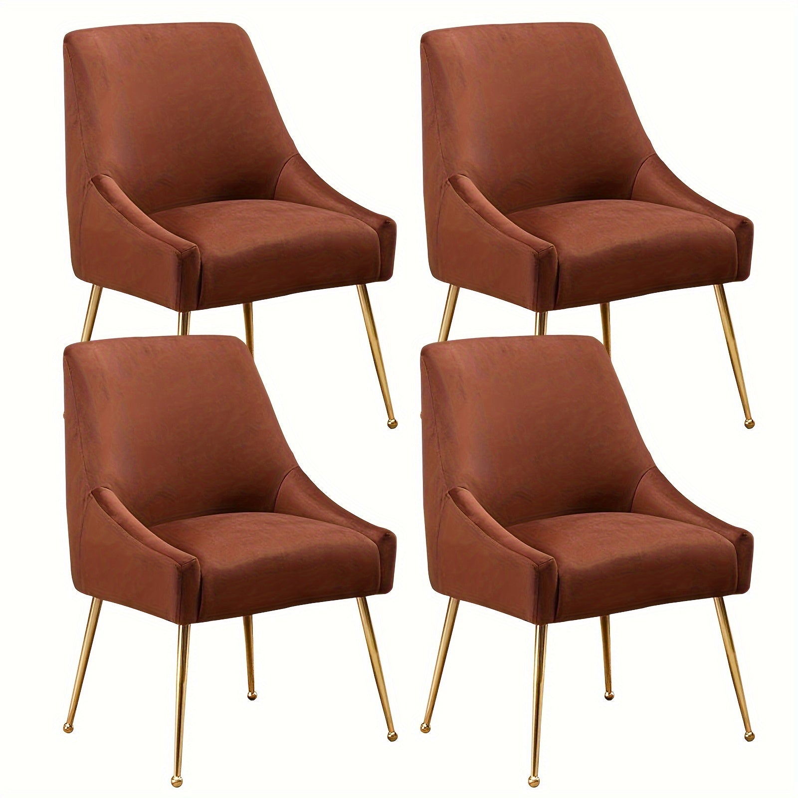 Black Dining Chairs Set Of 4 Upholstered Velvet Mid-Century Modern Kitchen Chairs With Golden Legs