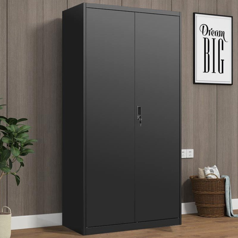 Metal Wardrobe Cabinet with Hanging Rod and Lock black Armoire Wardrobe Closet Clothing Locker Storage Cabinet with Adjustable Shelves and Doors Wardrobe Storage Cabinet for Home Living/Laundry Room