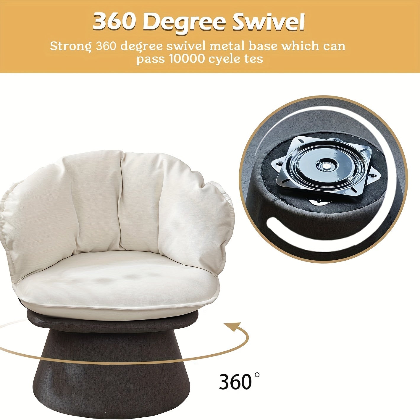 Swivel Accent Chair, Mid Century Modern Armless Chairs Swivel Round Chair Upholstered Comfy 360 Degree Swivel Chair for Living Room, Swivel Barrel Chair with Removable Cushion