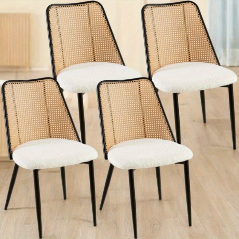 2-4pcs Modern Metal Dining Chairs Set, Padded Seat with Solid Back, Painted Finish, Foam Filled, Armless Design, Ideal for Vanity, Living Room, Kitchen - Black