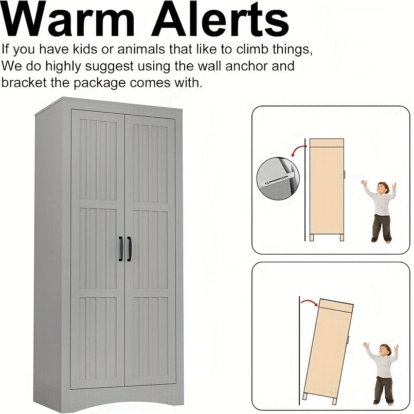 Wardrobe Armoire Closet Bedroom Wardrobe Closet 2 Door Gray Wardrobe Cabinet - Gray - Wardrobe & Armoire’s Westberry