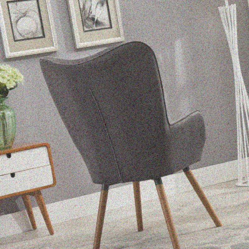 Contemporary Silky Velvet Button Back Accent Chair in Gray, Ideal for Lounge, Reading Nook, Adds Elegance and Comfort to Any Space