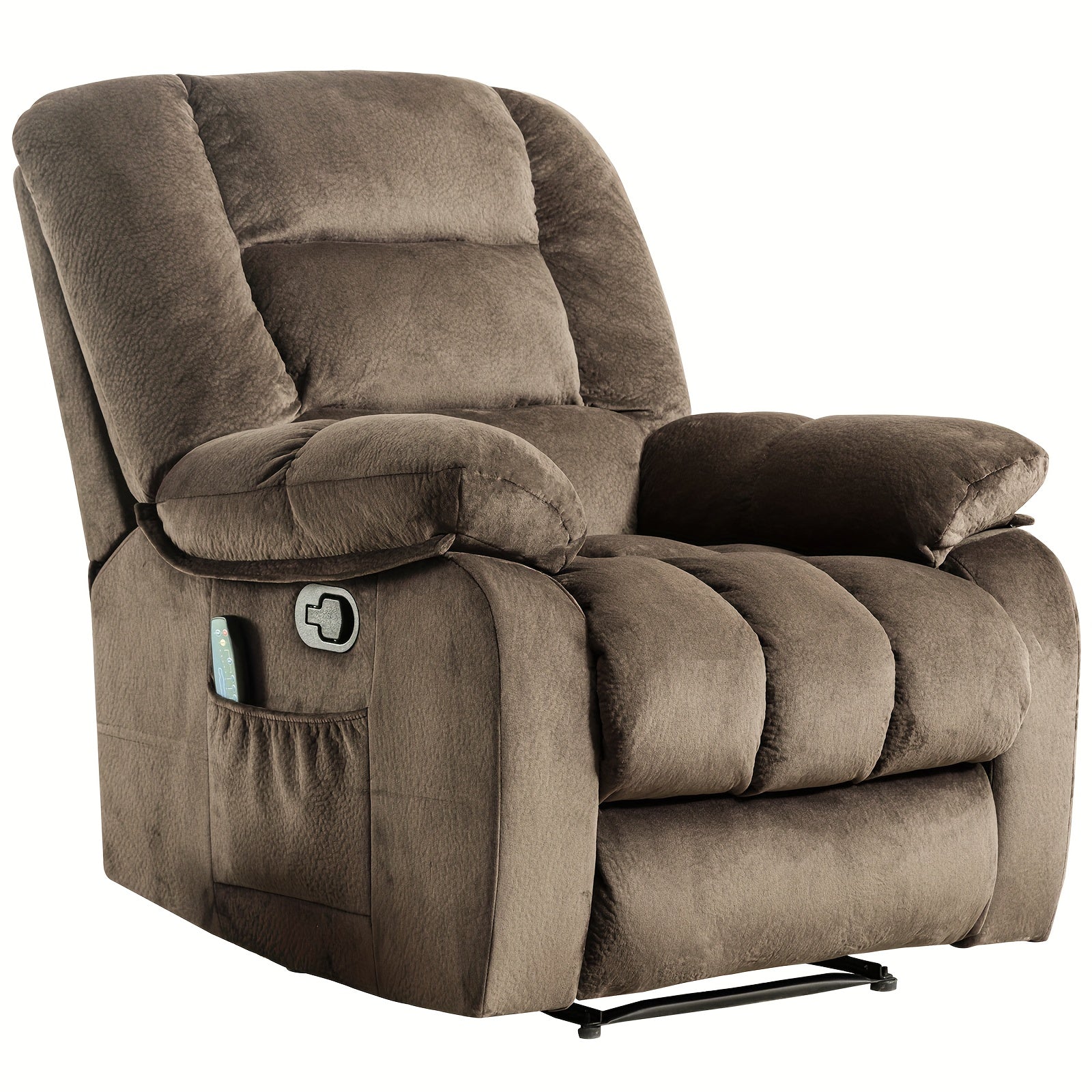 Soft Fabric Single Manual Recliner With Massage Heating, Black, Chocolate Brown, Camel