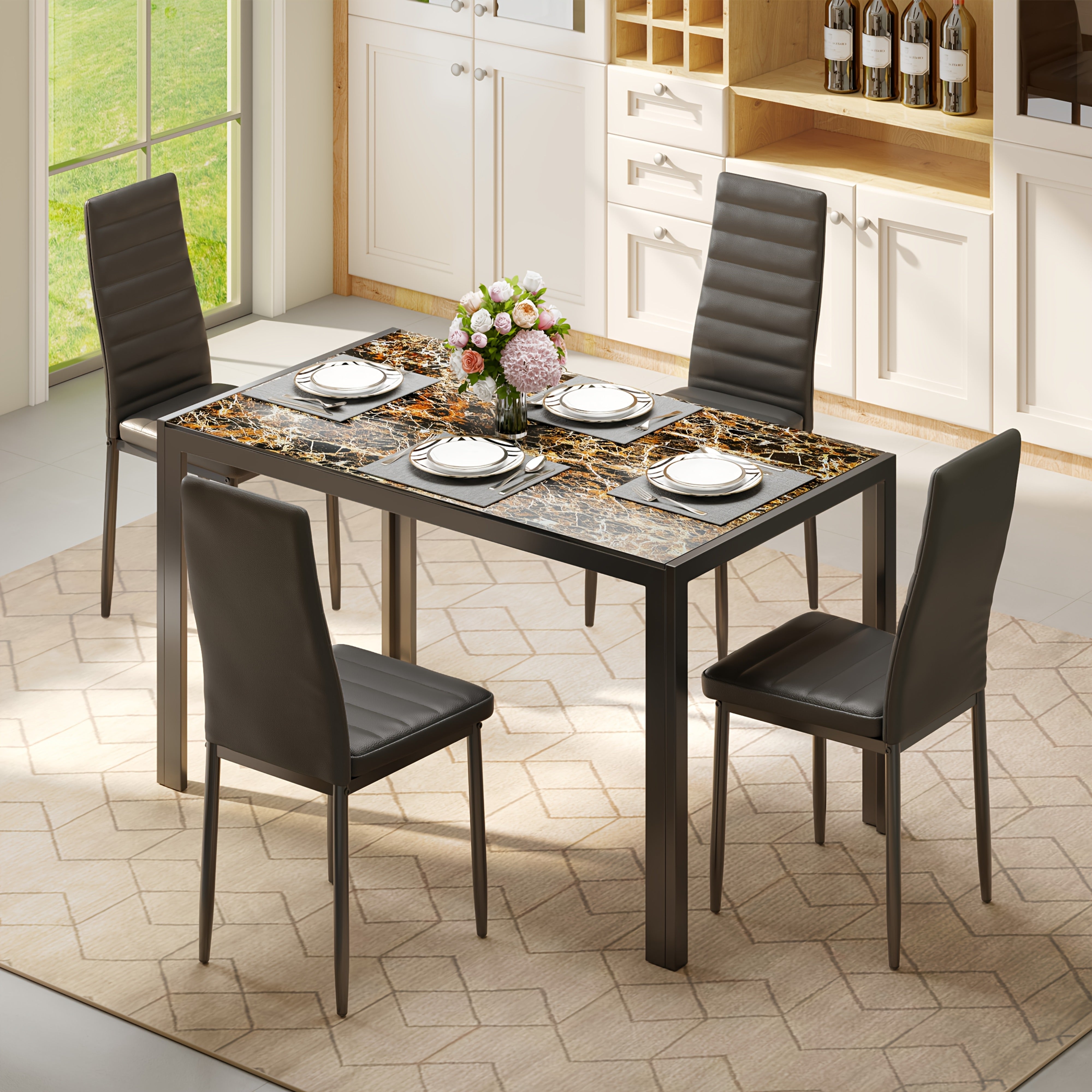 '-B Four-person Dining Table and Chair Set