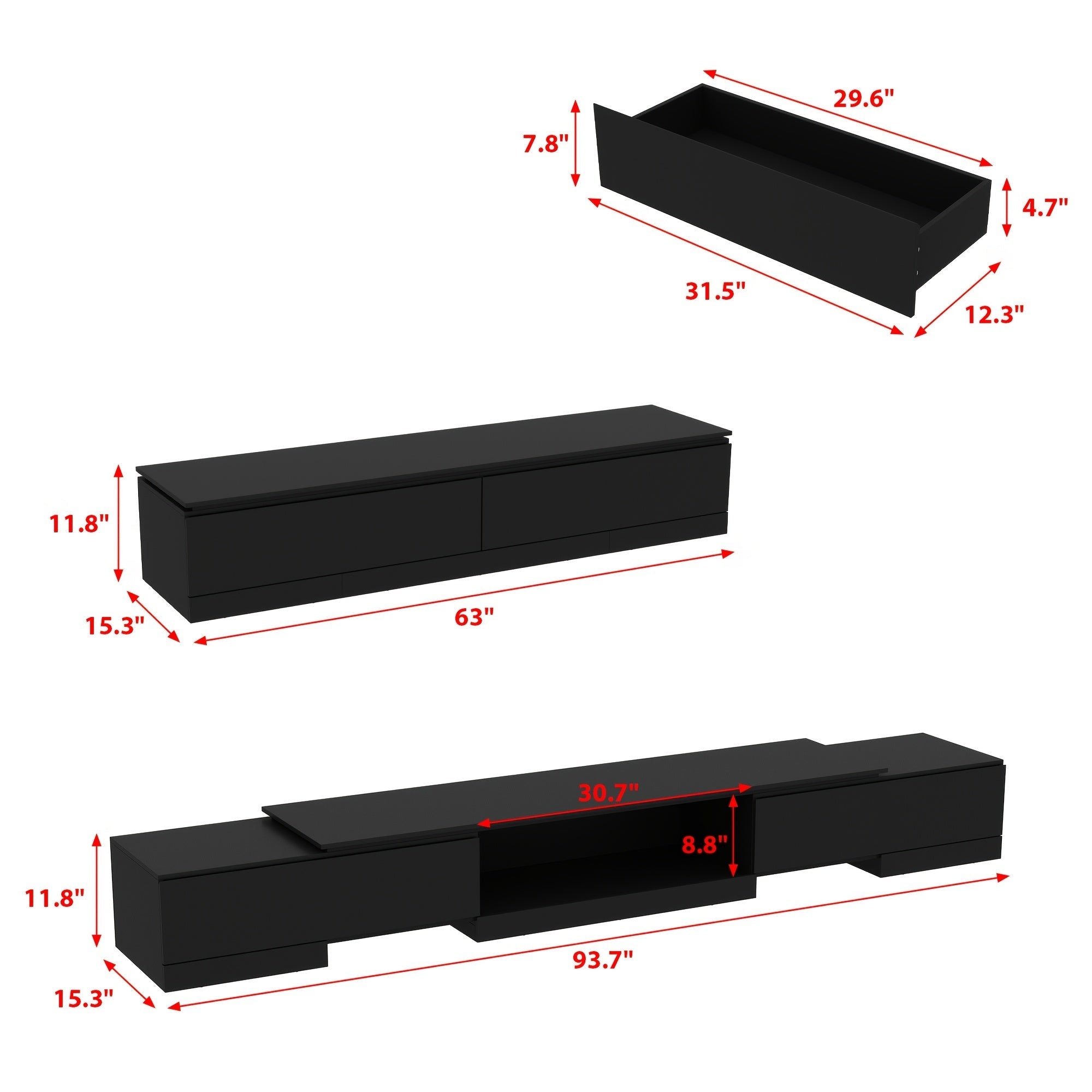 FUFU&GAGA Modern TV Stand, Hardwood & Wood-Based Panel Construction, Elegant Entertainment Center with Ample Storage, Independent Design, LED Vanity Table, with <3.2 Cubic Feet Closed Storage, for No Electricity Required