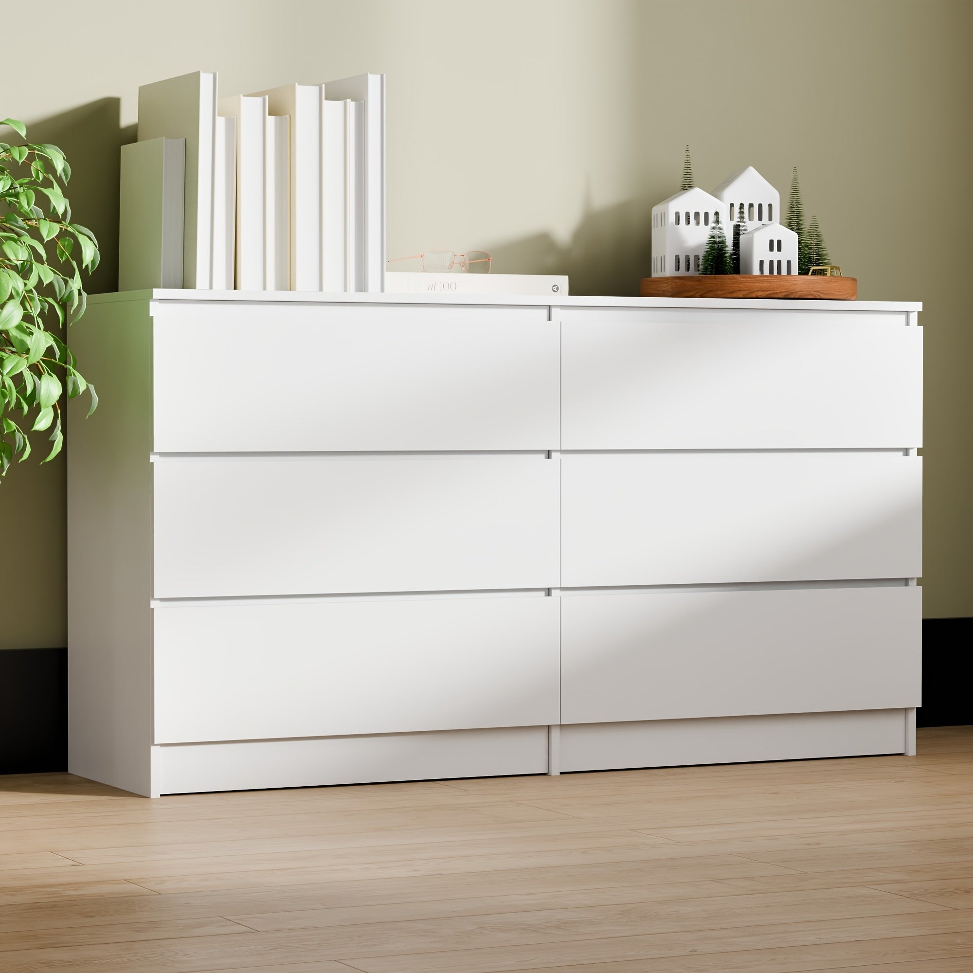 Spacious 6-Drawer Dressing Table - Large Capacity Multifunctional Storage Cabinet for Bedroom & Living Room