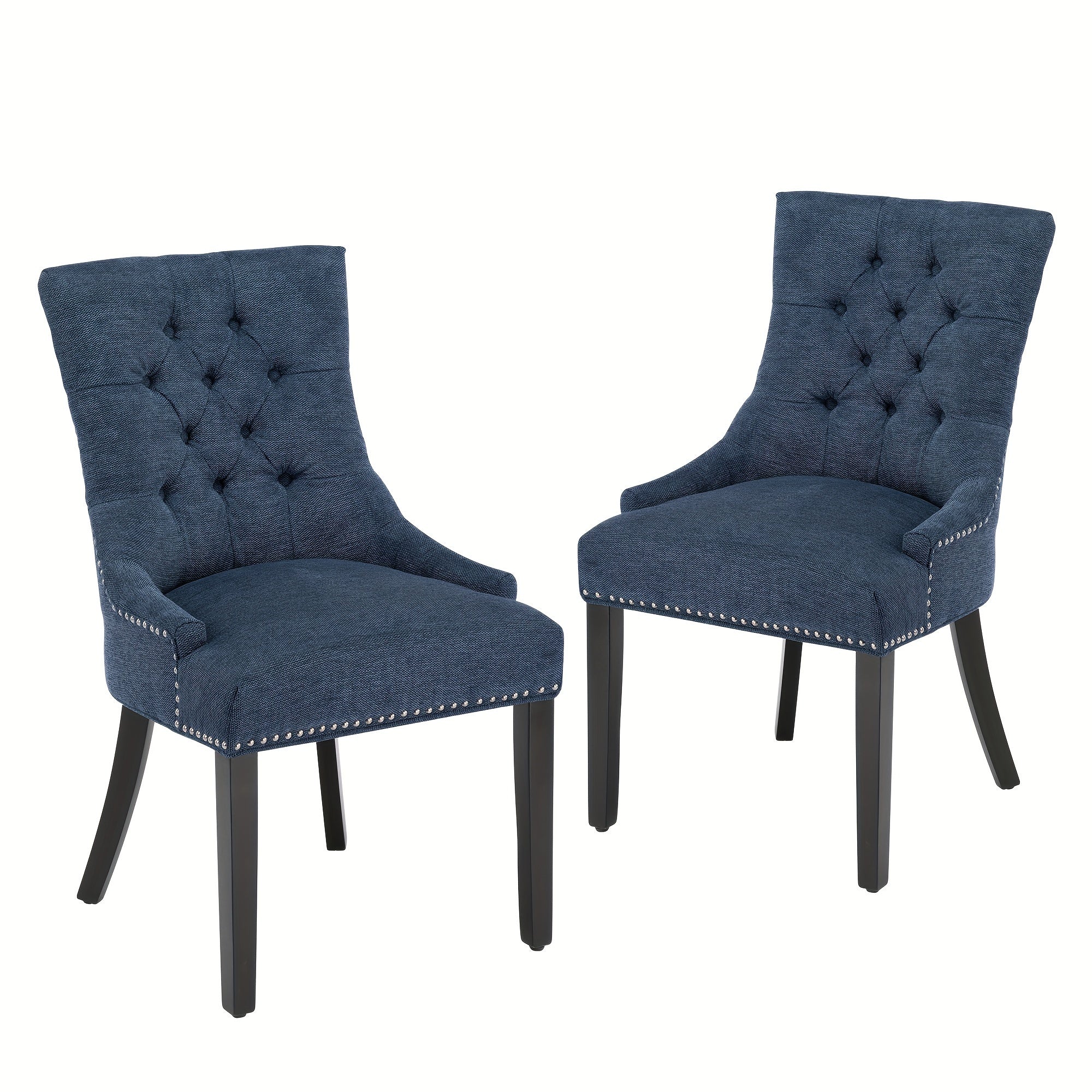 Upholstered Dining Chairs With Arms, Set Of 2, Dining Room Chairs With Solid Wood Legs And Tufted Backrest