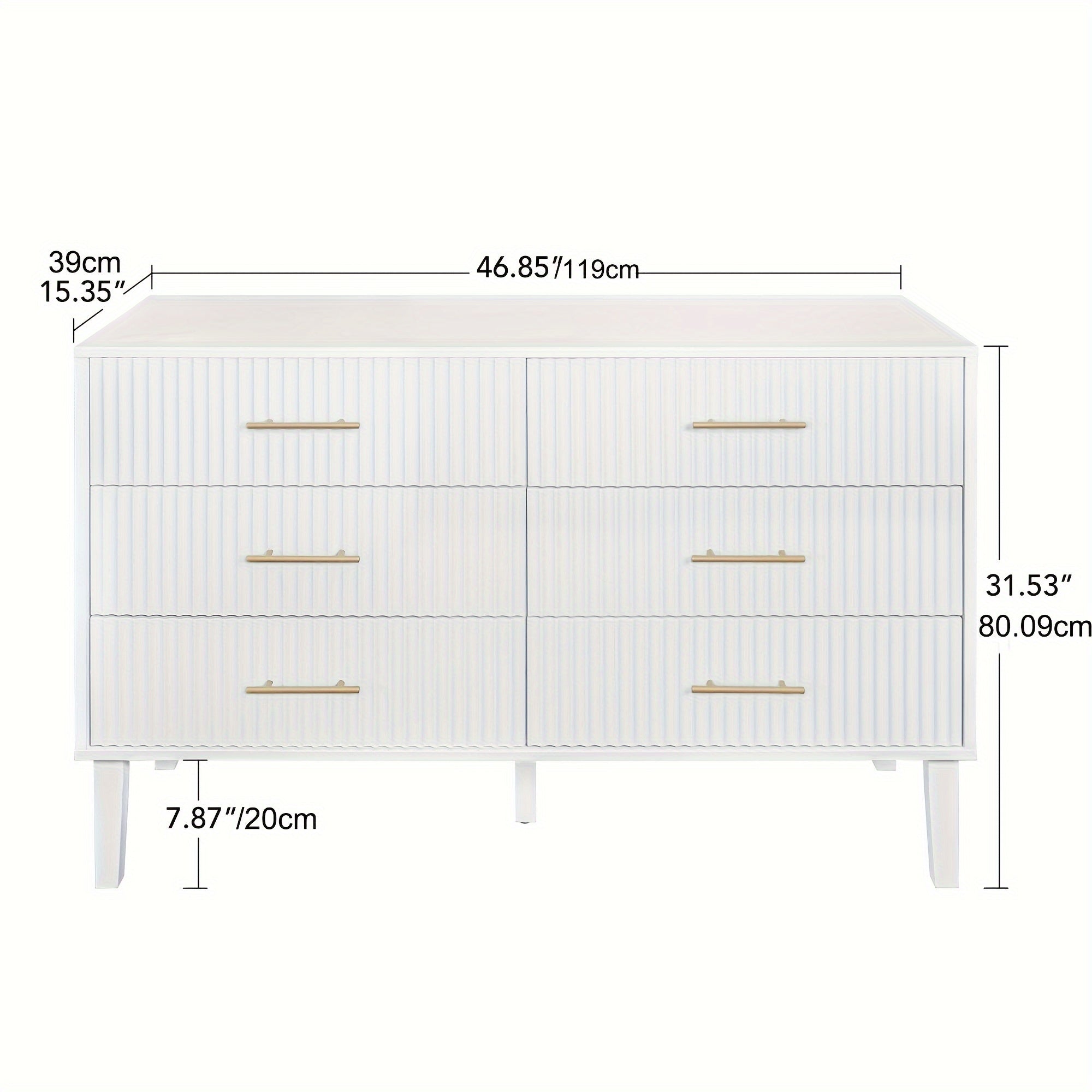 6 Drawer Accent Dresser, Modern Closet Dressers Chest Of Drawers With Fluted Panel, Suitable For Living Room, Bedroom, Nursery, Entryway And Hallway