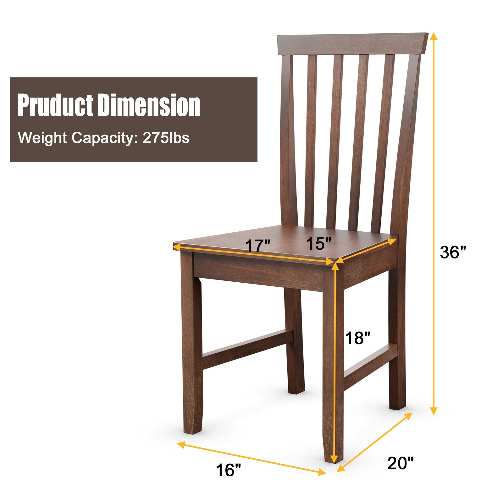 Elegant 2pcs Dining Chair Set with Spindle Back - Ergonomic High Back, Solid Rubber Wood Legs, Easy Clean MDF Seat - Perfect for Kitchen & Living Room Decor