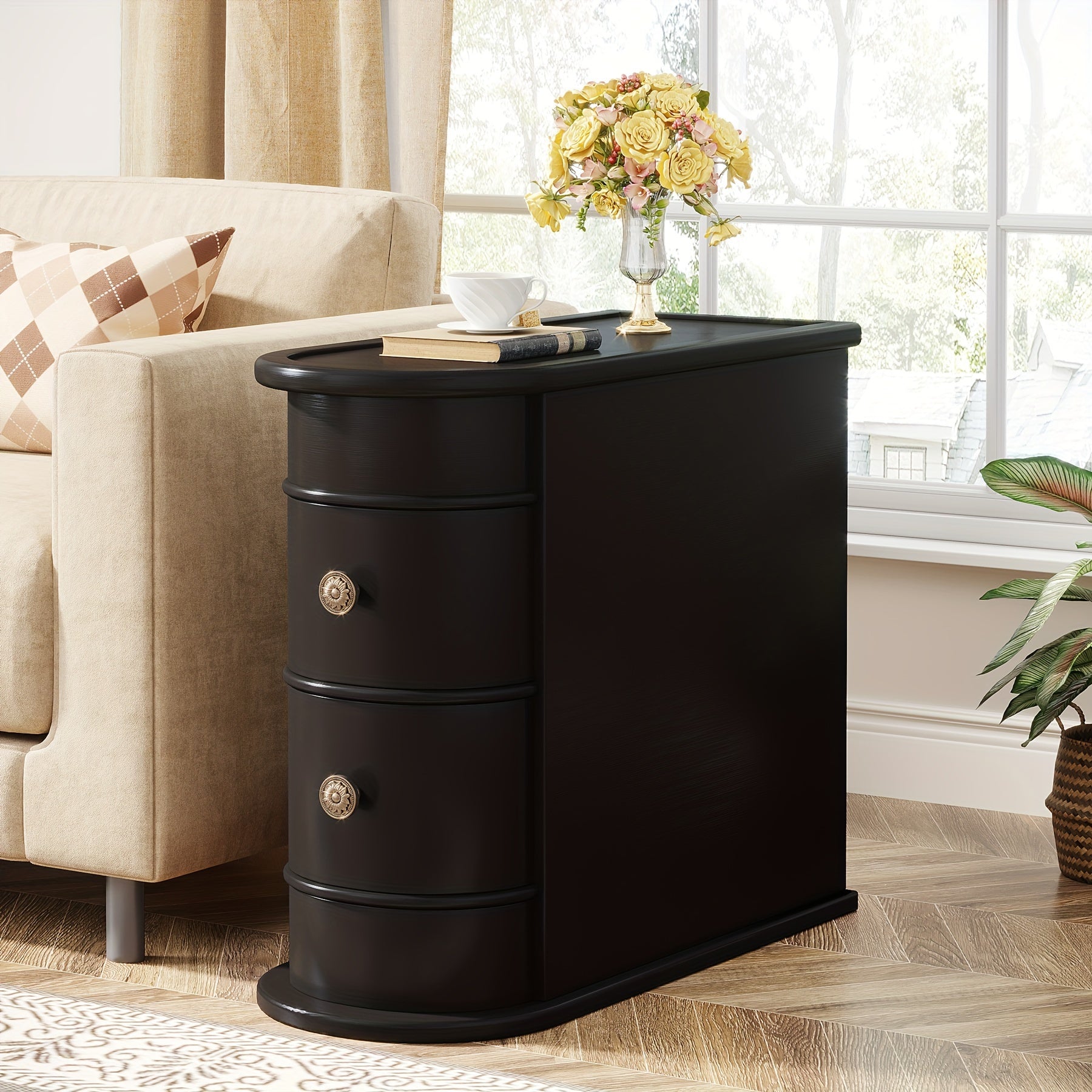 1pc Compact 2-Drawer Pedestal Nightstand(Risers) - Stain Resistant, Fully Assembled, Unfinished Wood End Table with Contemporary Style - Ideal for Small Spaces, Hardwood Material, Engineered Wood Frame, And Independent Design