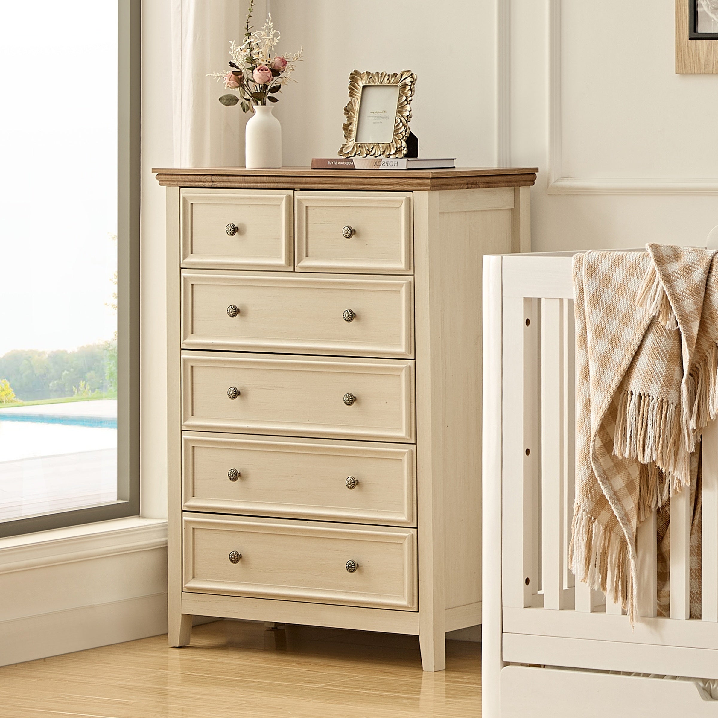 Beige Chest Of Drawers, Tall Dresser For Bedroom, Home Storage And Organisation Locker, Modern Dresser Can Be Used In Living Room, Closet, Wooden Filing Cabinet For Office