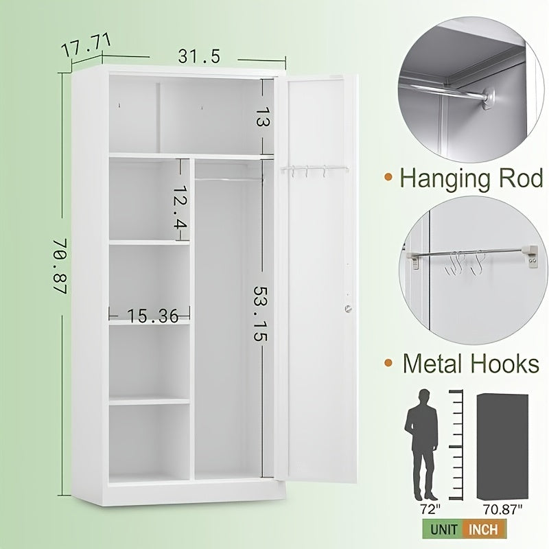 Modern Freestanding Wardrobe Armoire with Metal Handle - Wardrobe & Armoire’s Westberry Furniture