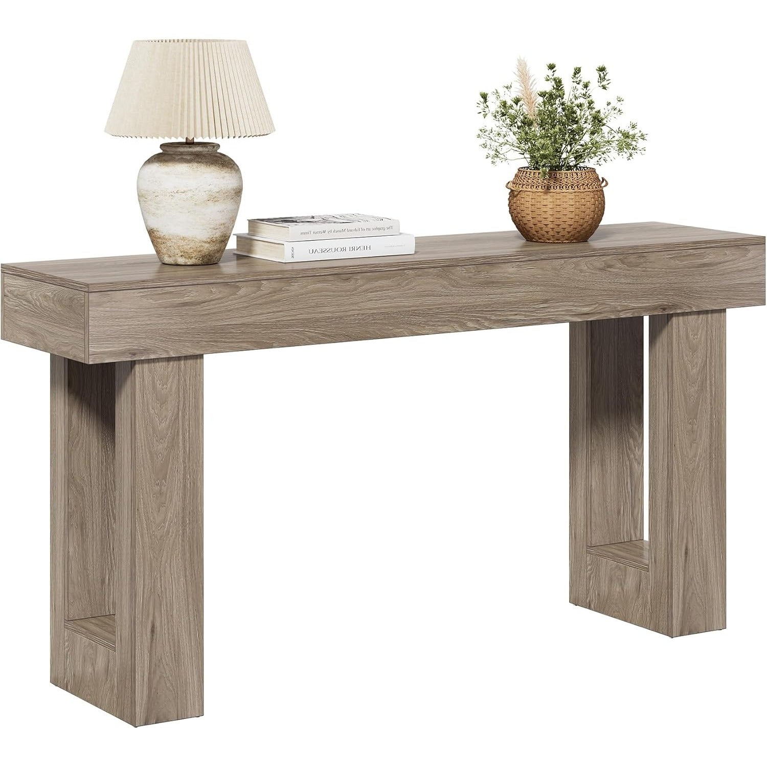 Chic 63-Inch Grey Wooden Console Table - Versatile Entryway, Foyer & Living Room Sofa Table with Ample Storage Space