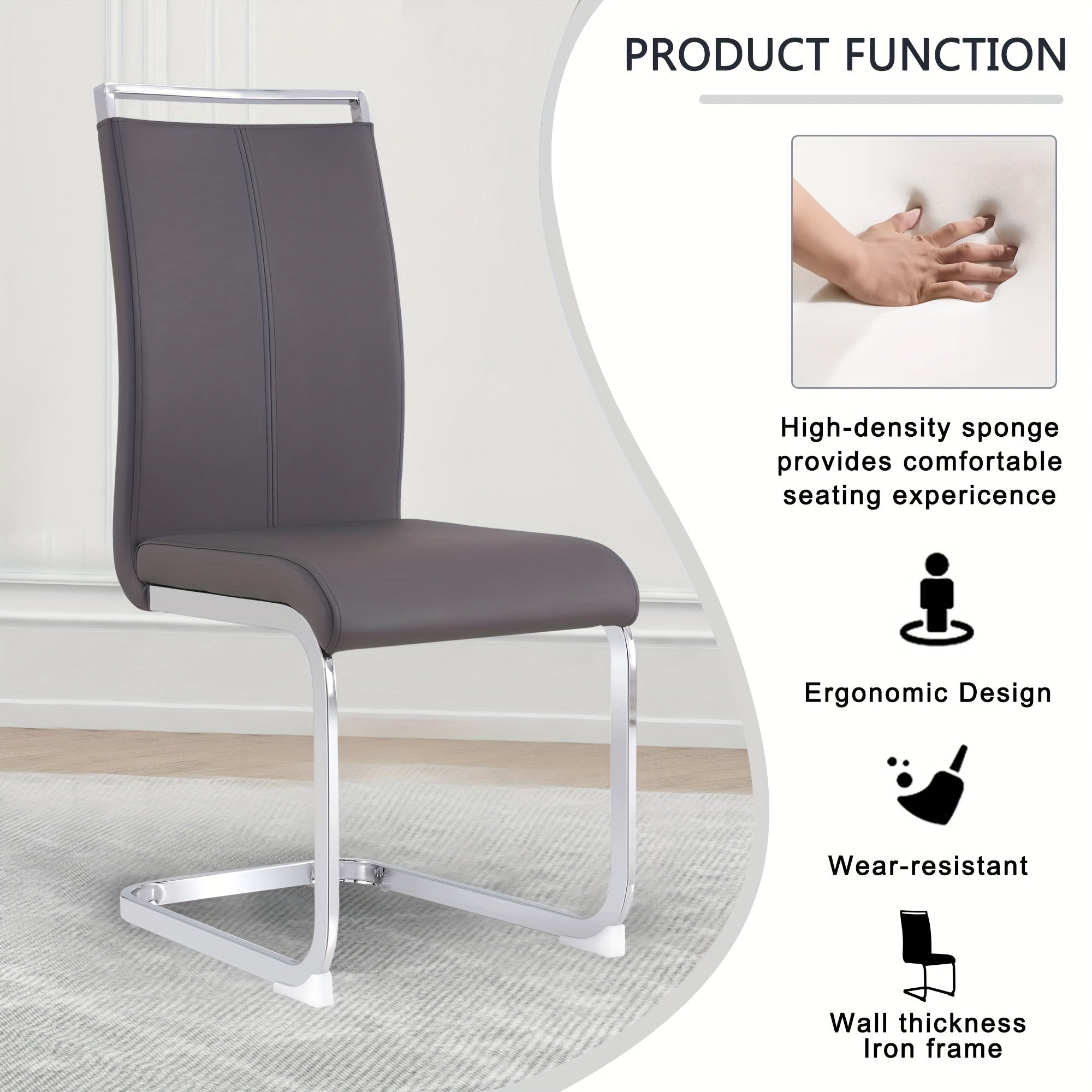 Modern Dining Chairs Set of 4 Side Dining Room Chairs Kitchen Chairs with Faux Leather Padded Seat High Back Chairs