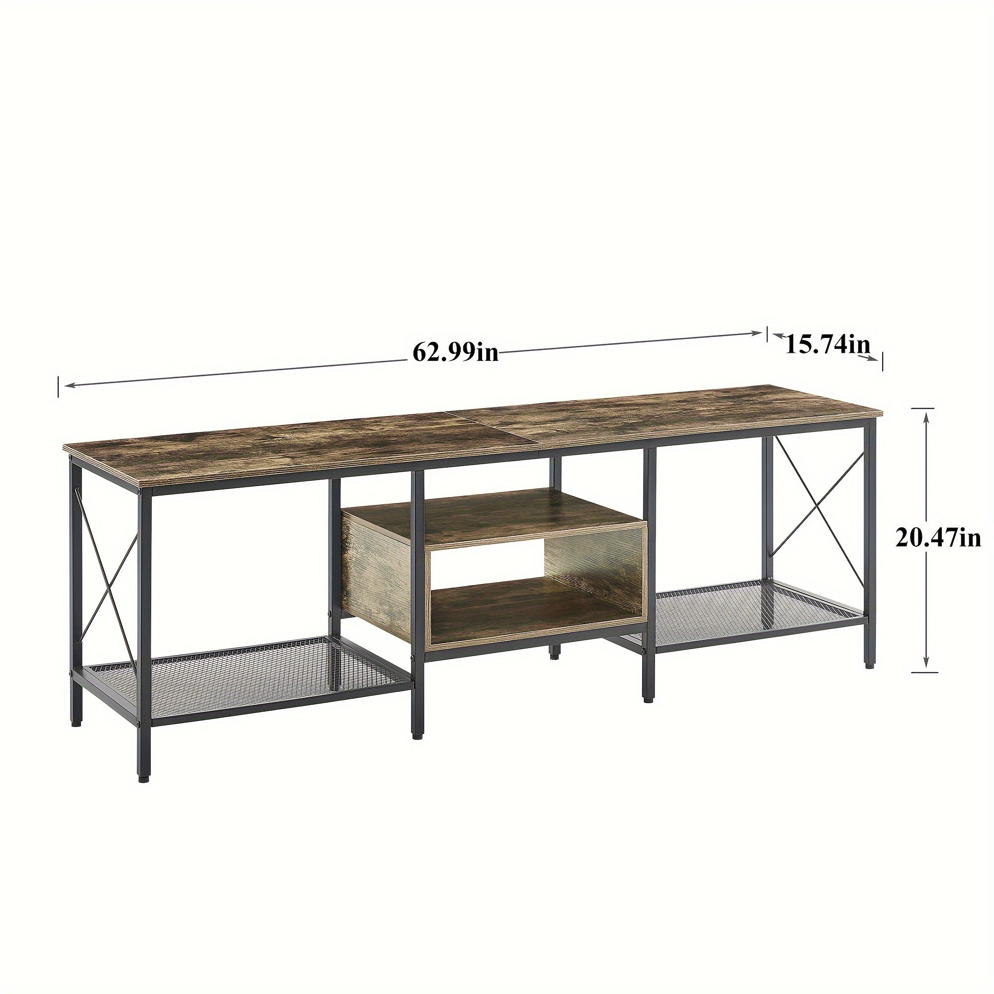 178cm Industrial TV Stand for 203cm Televisions Metal Frame with Open Storage - TV Stand Westberry Furniture