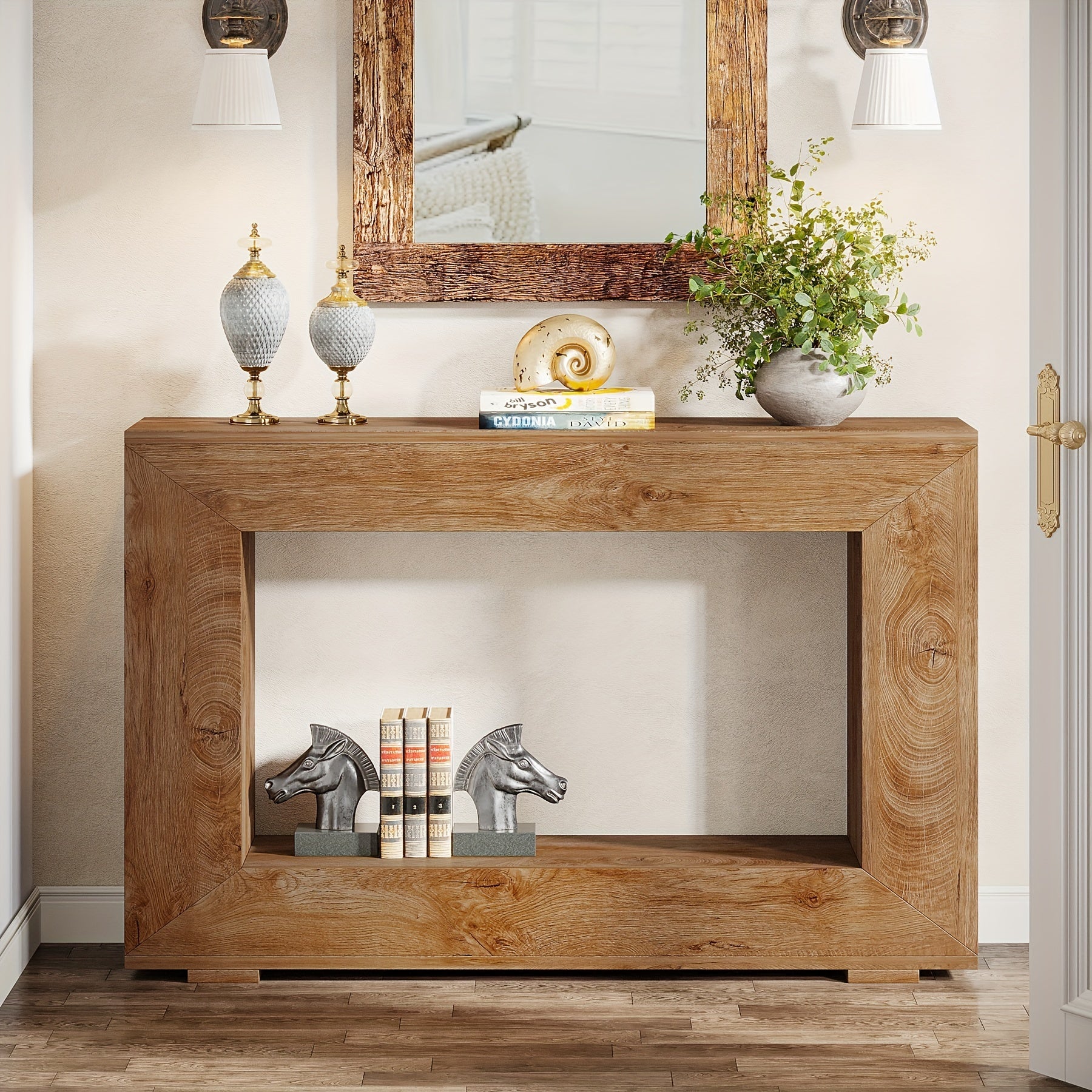 47-Inch Farmhouse Console Table: Entryway Table With Storage, Industrial Accent Hallway Table For Living Room And Entrance