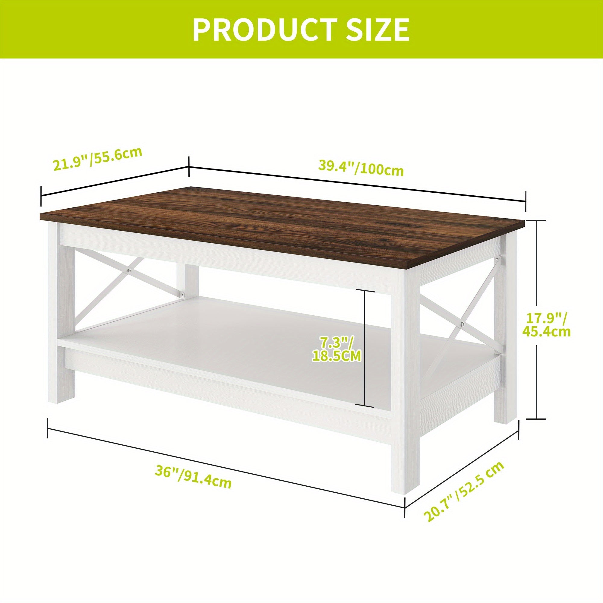 Modern Coffee Table with Storage Shelf - Classic Wooden Accent Sofa End Table for Living Room, Perfect Gift for Thanksgiving, Christmas, Halloween