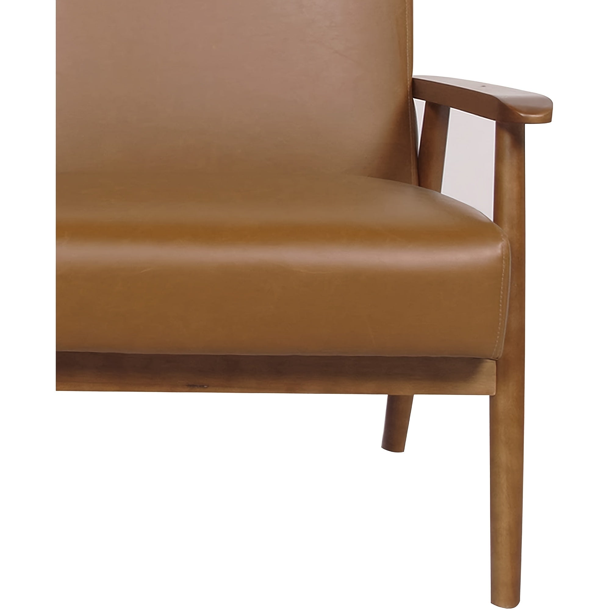 Mid-Century Accent Chairs For Living Room 27inch Wide Single Sofa Chair Armchair Wood Chair With Armrests, Brown