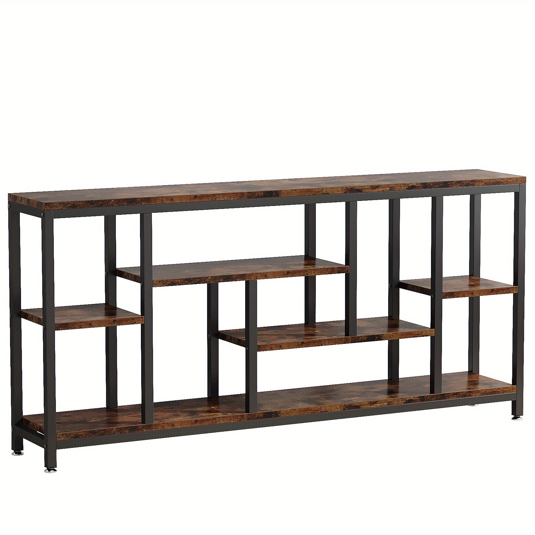 Console Sofa Table, 70.9 inch Extra Long Table Behind Couch with Storage Shelves, 3-Tier Industrial Narrow Entryway Hallway Accent Table for Living Room