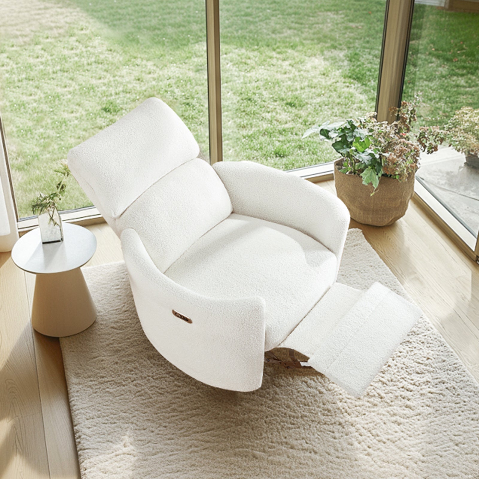 Power Recliner & Nursery Chair: Enjoy a Luxurious Swiveling Rocking Glider Experience with 4-Point Massage Technology, Integrated USB & Type-C Charging Ports, Complete with 2 Supportive Pillows. A Styli