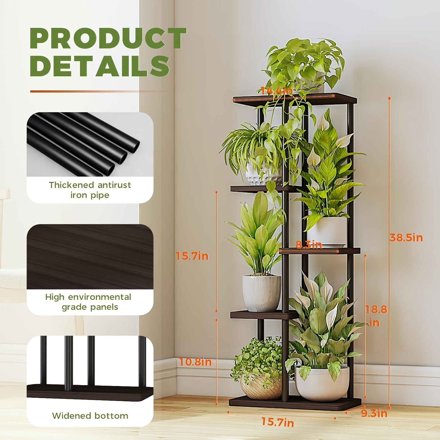 Tall Plant Stand Indoor 7 Tier Metal Plant Shelf Black Plant Holder Large Plant Rack for Mutiple Plants Pots for Patio Garden Corner Balcony Living Room