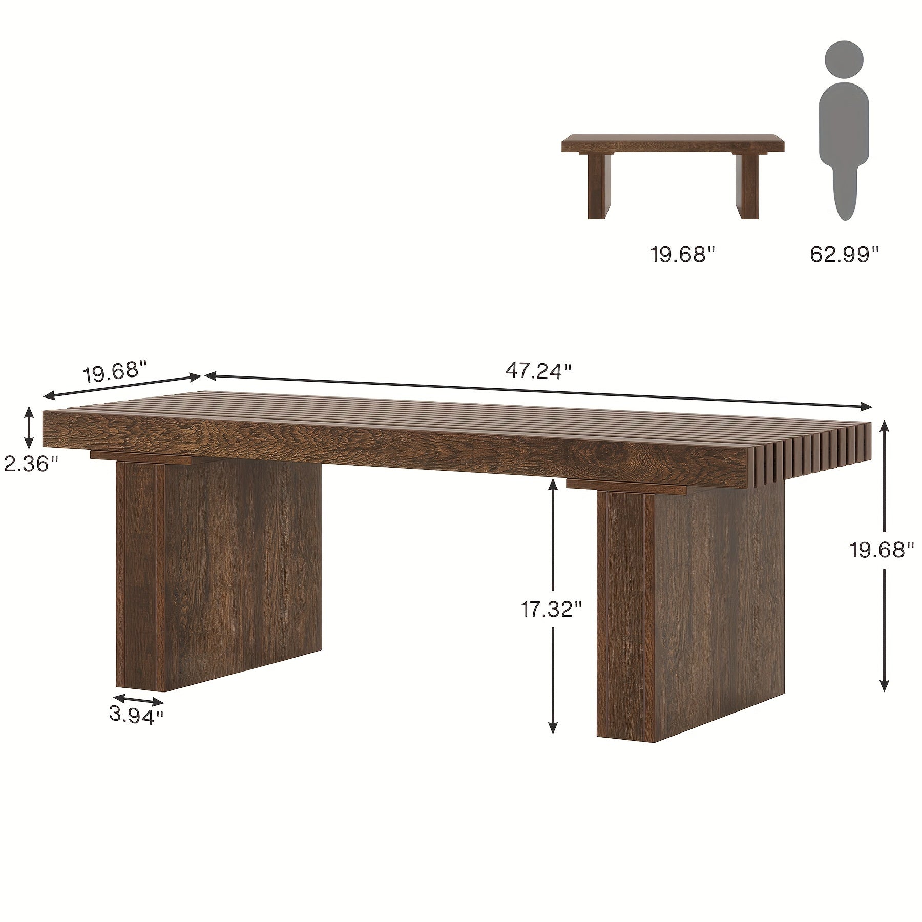 Rectangle Coffee Table: 47.24-Inch Wood Modern Coffee Table Cocktail Table For Living Room, Farmhouse Coffee Table Center Table Tea Table With Slat Tabletop