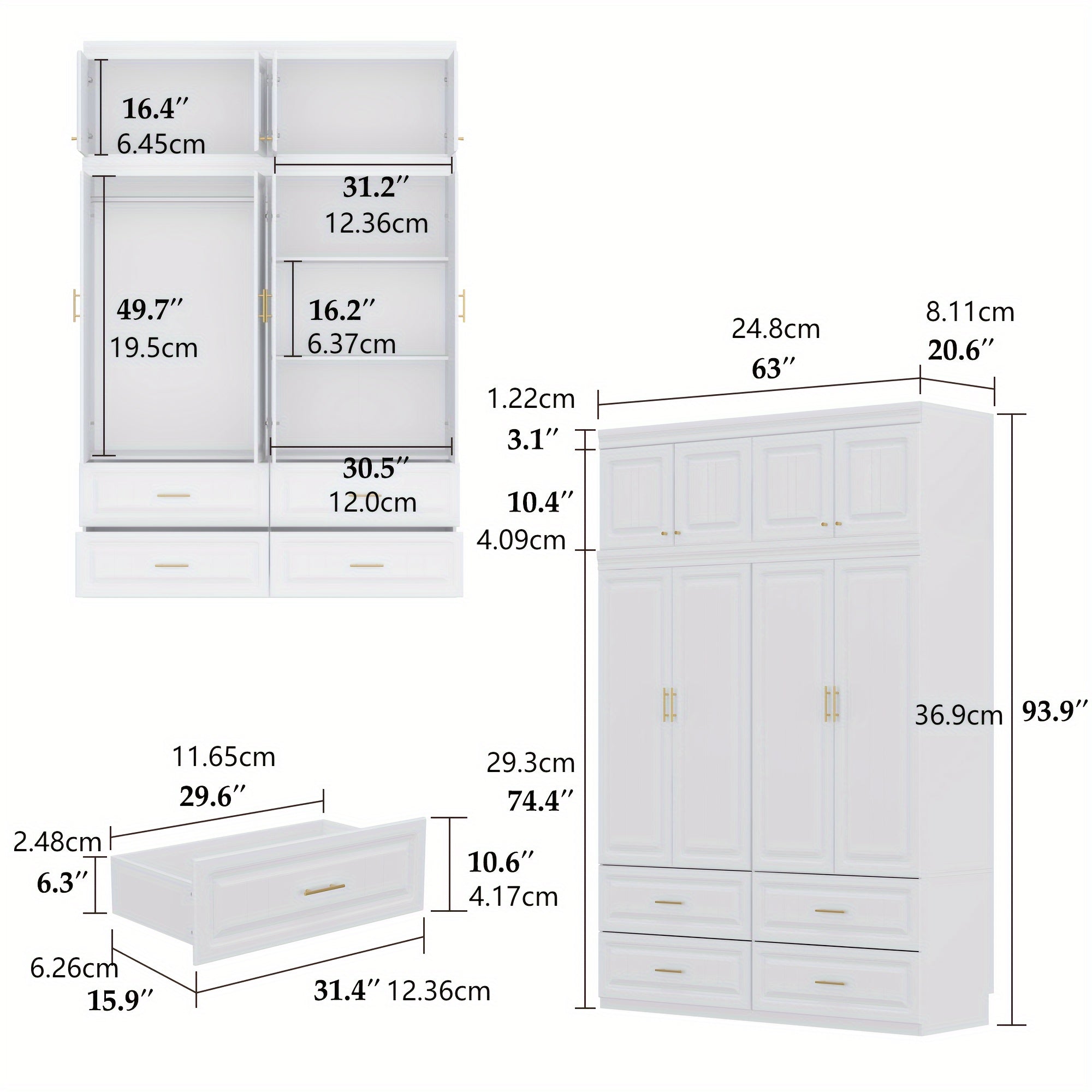 Closet Storage Contemporary Wardrobe With Drawers For Streamlined Storage Solutions - Wardrobe & Armoire’s Westberry