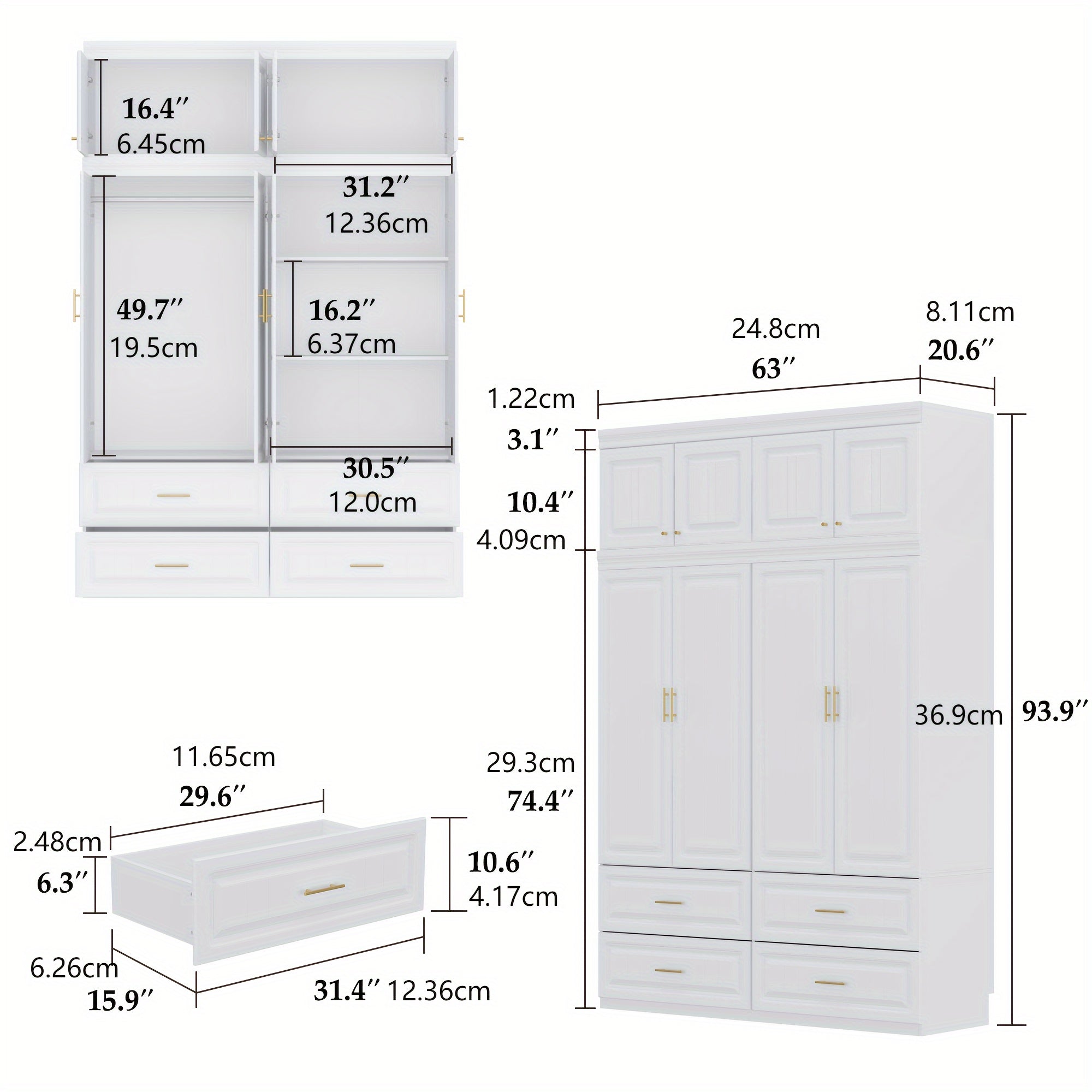 Closet Storage, Contemporary Wardrobe With Drawers For Streamlined Storage Solutions