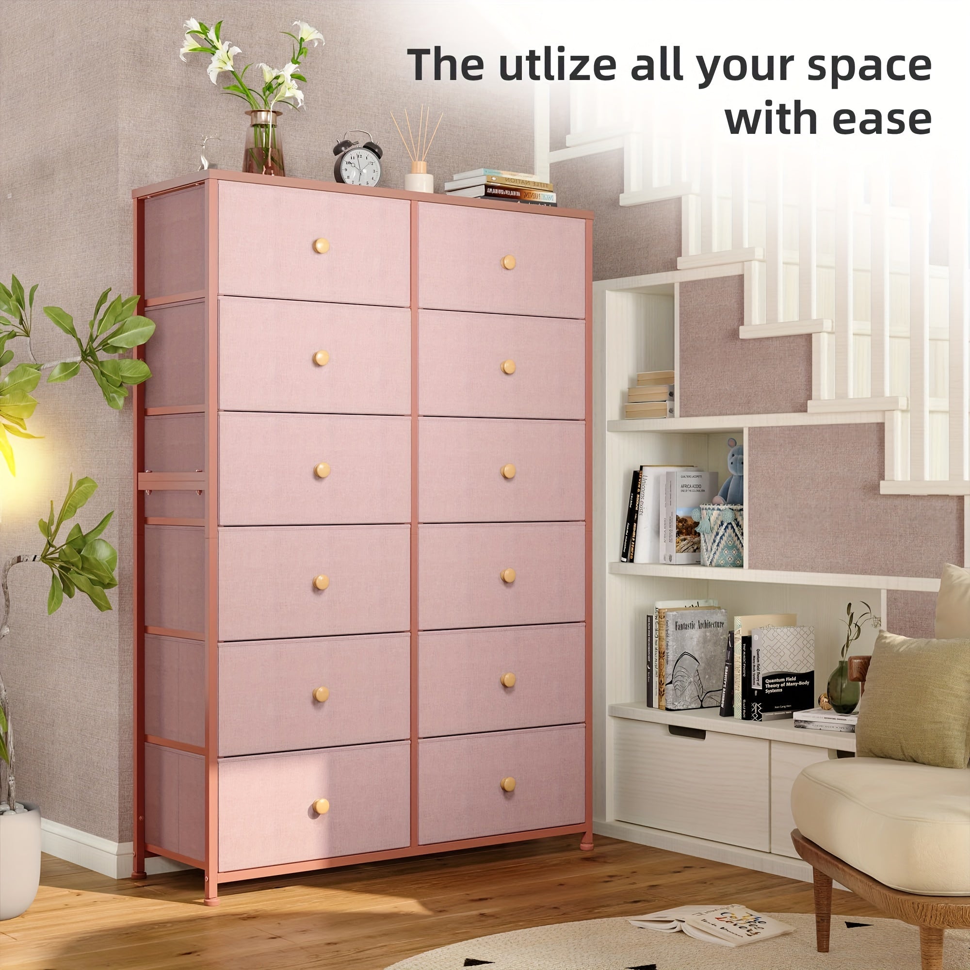 Tall Dresser For Bedroom, 12 Drawer Dresser For Bedroom, Fabric Dresser & Chest Of Drawers For Bedroom Dressers With 12 Large Drawers For Closet Living Room Entryway, 34.7"Dx11.8"Wx52.4"H