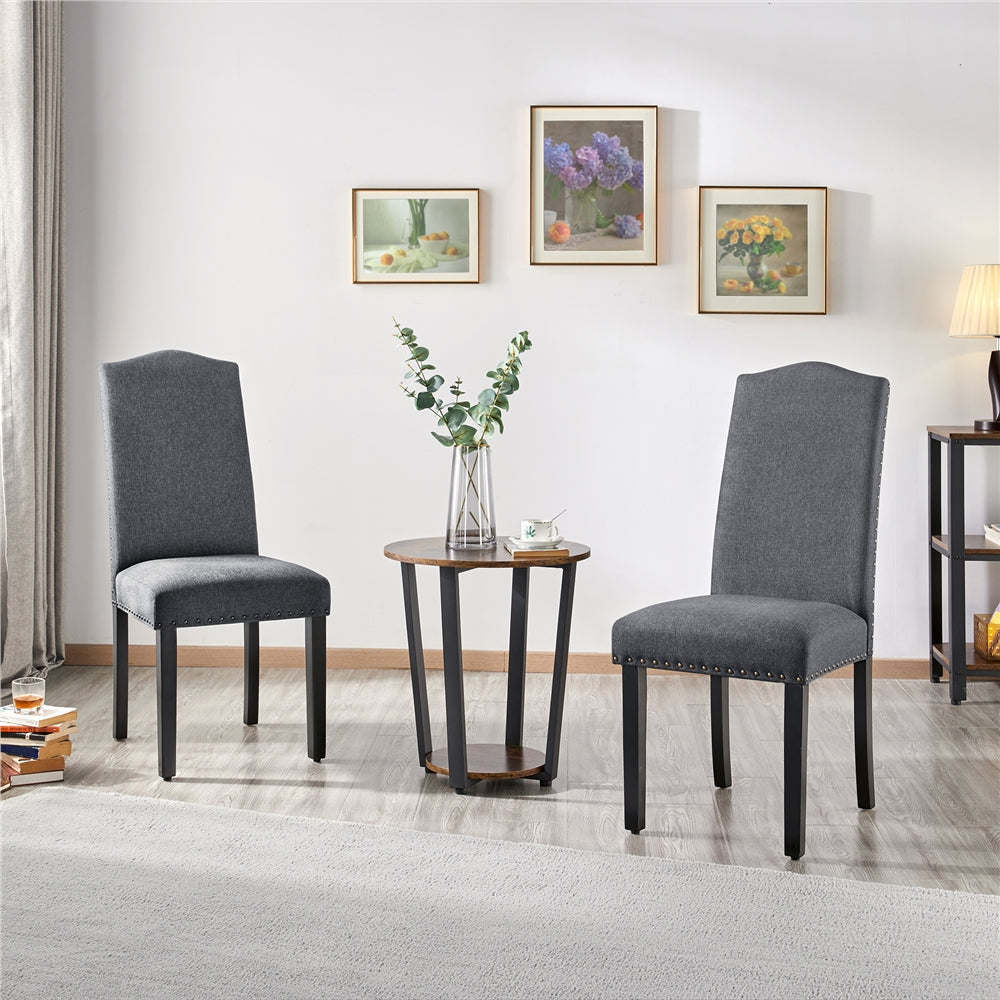 2pcs Dining Chairs Fabric Upholstered Kitchen Chair Parsons Chairs with Solid Wood Legs and Nailhead Trim Living Room Hotel Weeding Reception